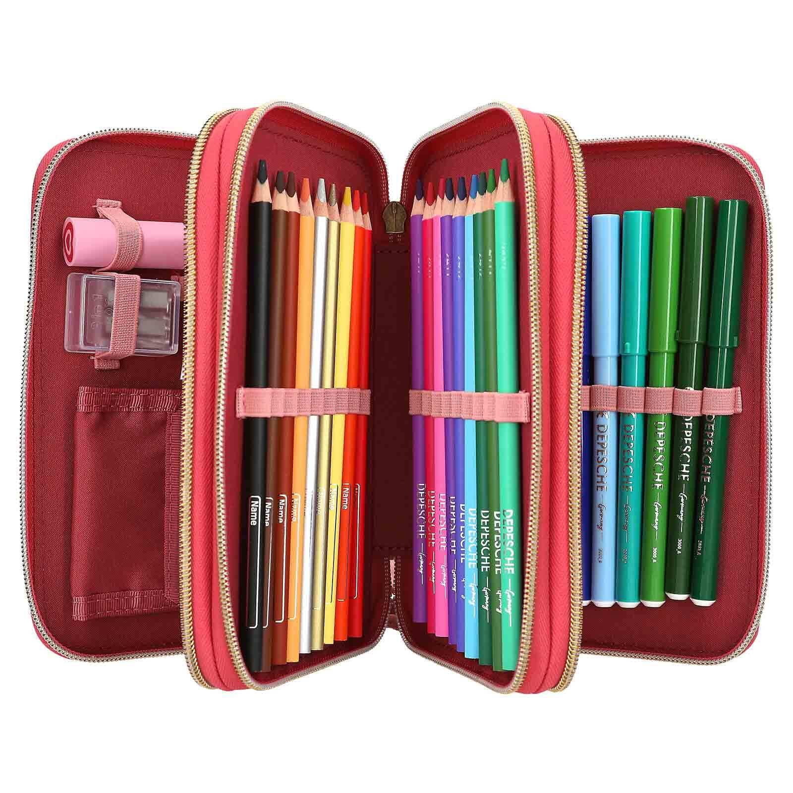 Depesche Buntstift »3-Fach Federtasche LEOHEART TOPModel 7,5 x 13 x 20 cm rosa«