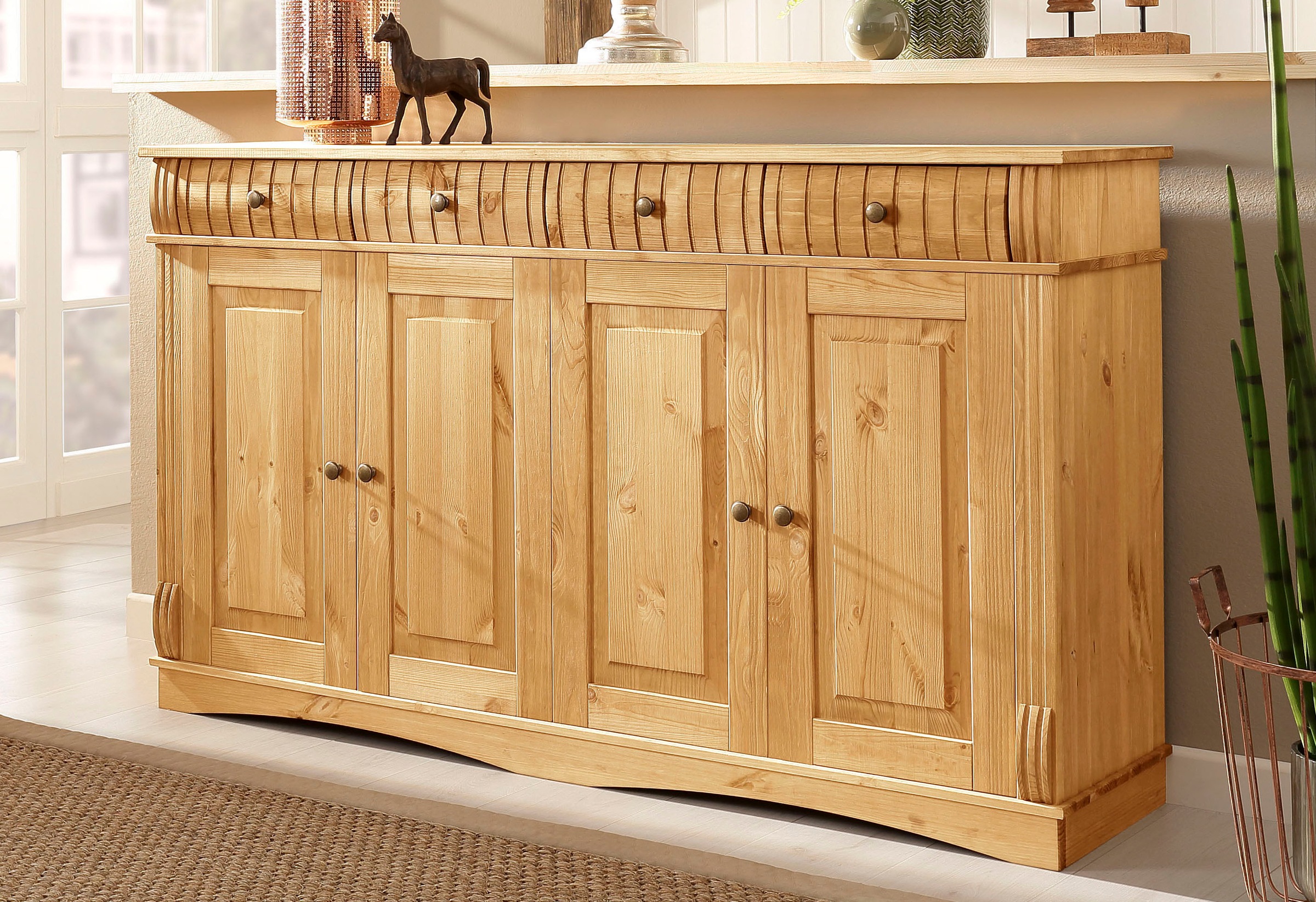 Home affaire Sideboard "Teresa", (Maße (B/T/H): 152/37/90 cm), Kommode, 4-t günstig online kaufen