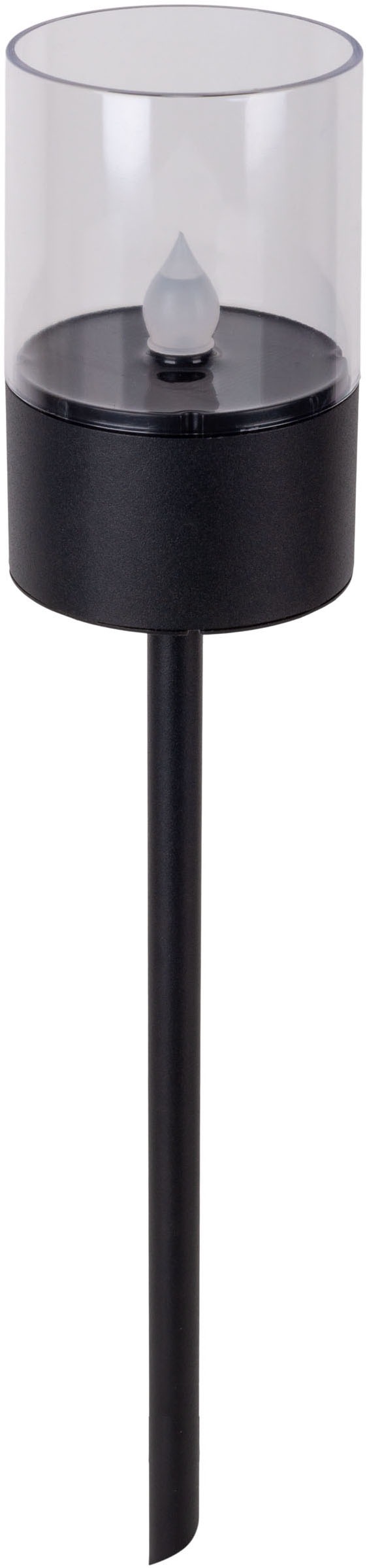 my home LED Solarleuchte »Lufy«, 4 flammig, Leuchtmittel LED-Modul | LED fest integriert, 4er Set Dekoerdspieß, Flammeneffekt, Metall schwarz lackiert, H: 37cm