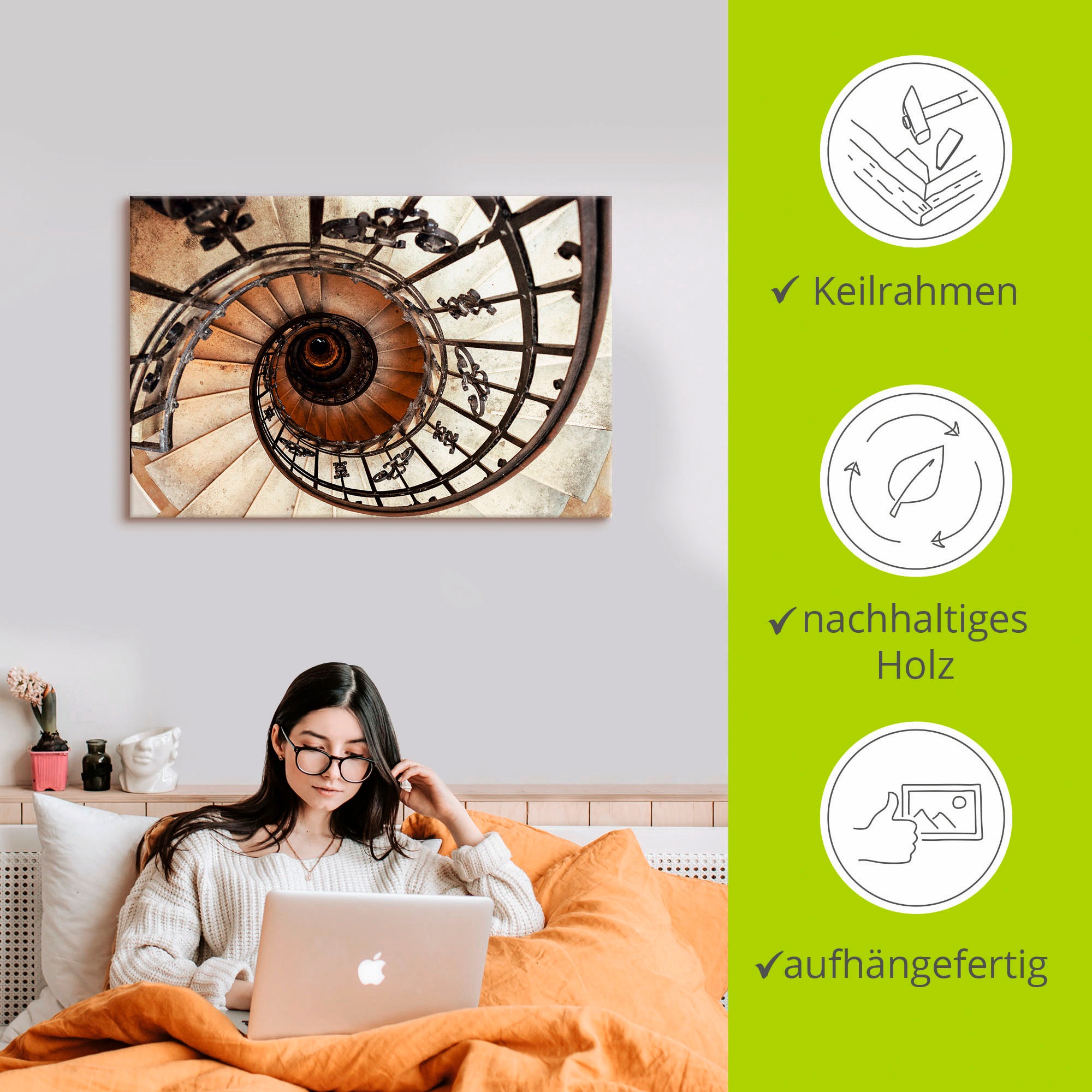 Artland Wandbild »Treppe«, Architektonische Elemente, (1 St.), als Alubild, Outdoorbild, Leinwandbild, Poster, Wandaufkleber