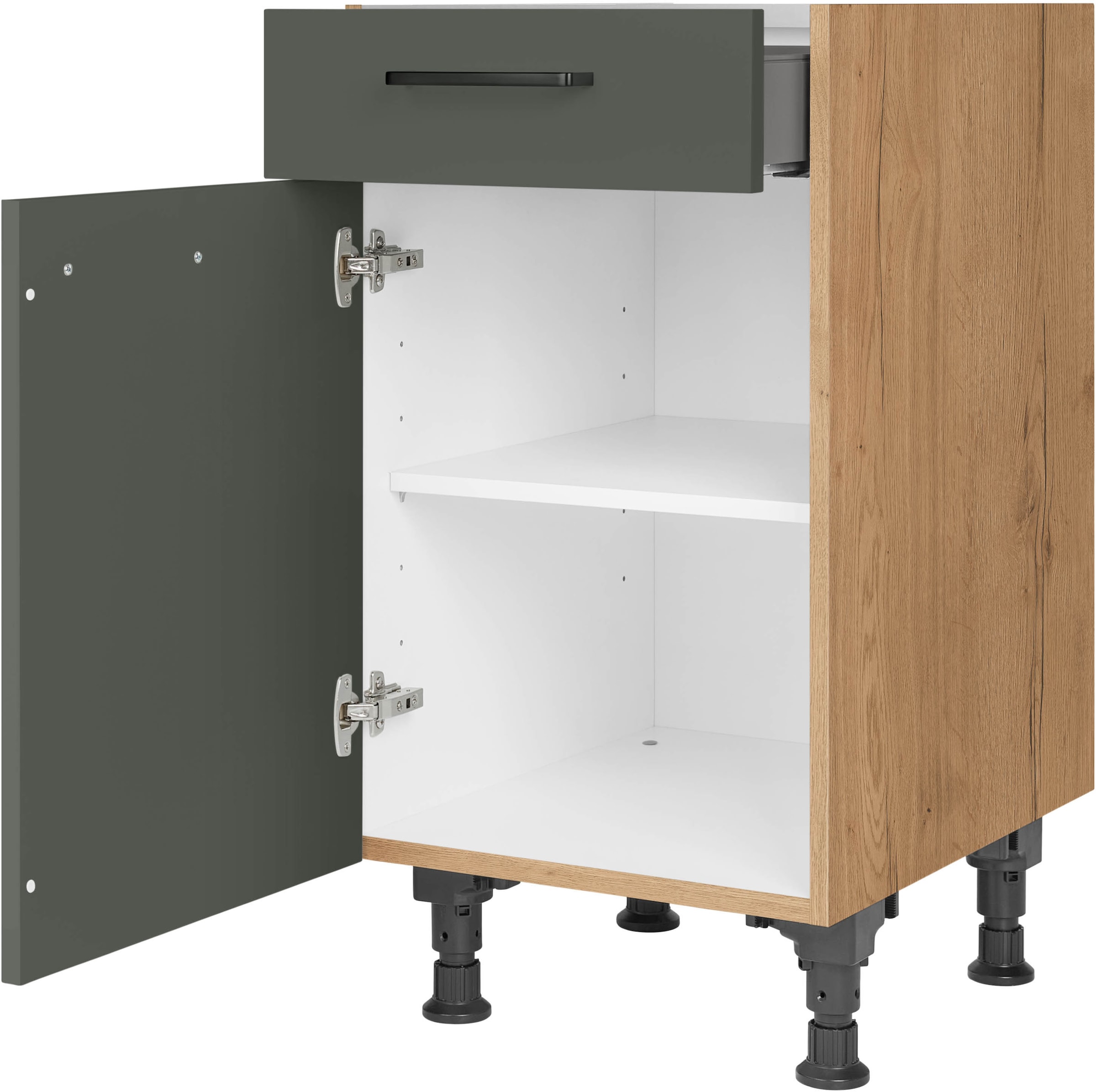 nobilia® Unterschrank »"Easytouch", Ausrichtung wählb., vormontiert, in den Breiten 30, 45 &«, 60 cm Breite, mit höhenverstellbaren Sockelfüßen, vormontiert