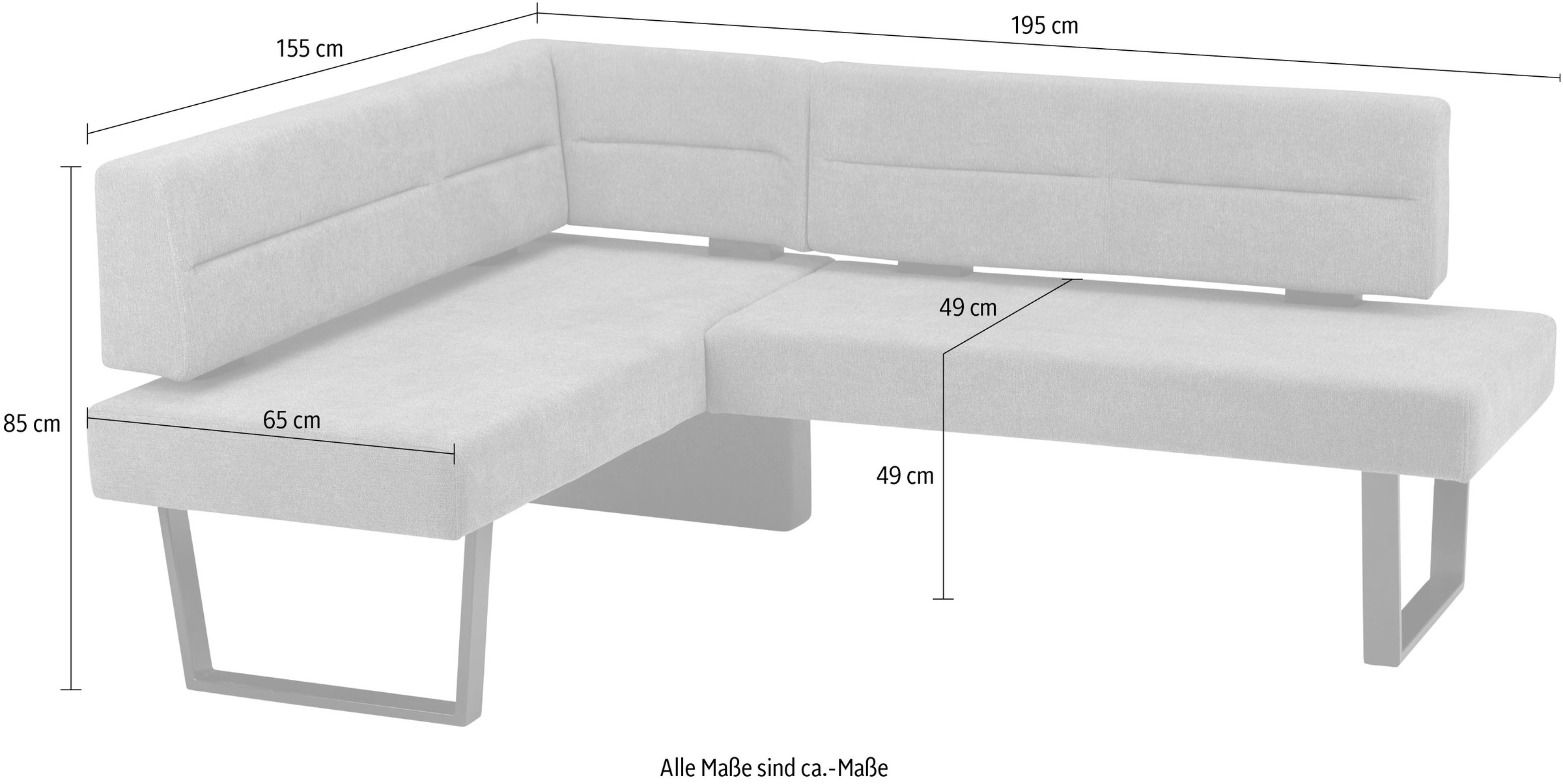 massivline&more Eckbank, modernes Design, Gestell aus massivem Metall günstig online kaufen