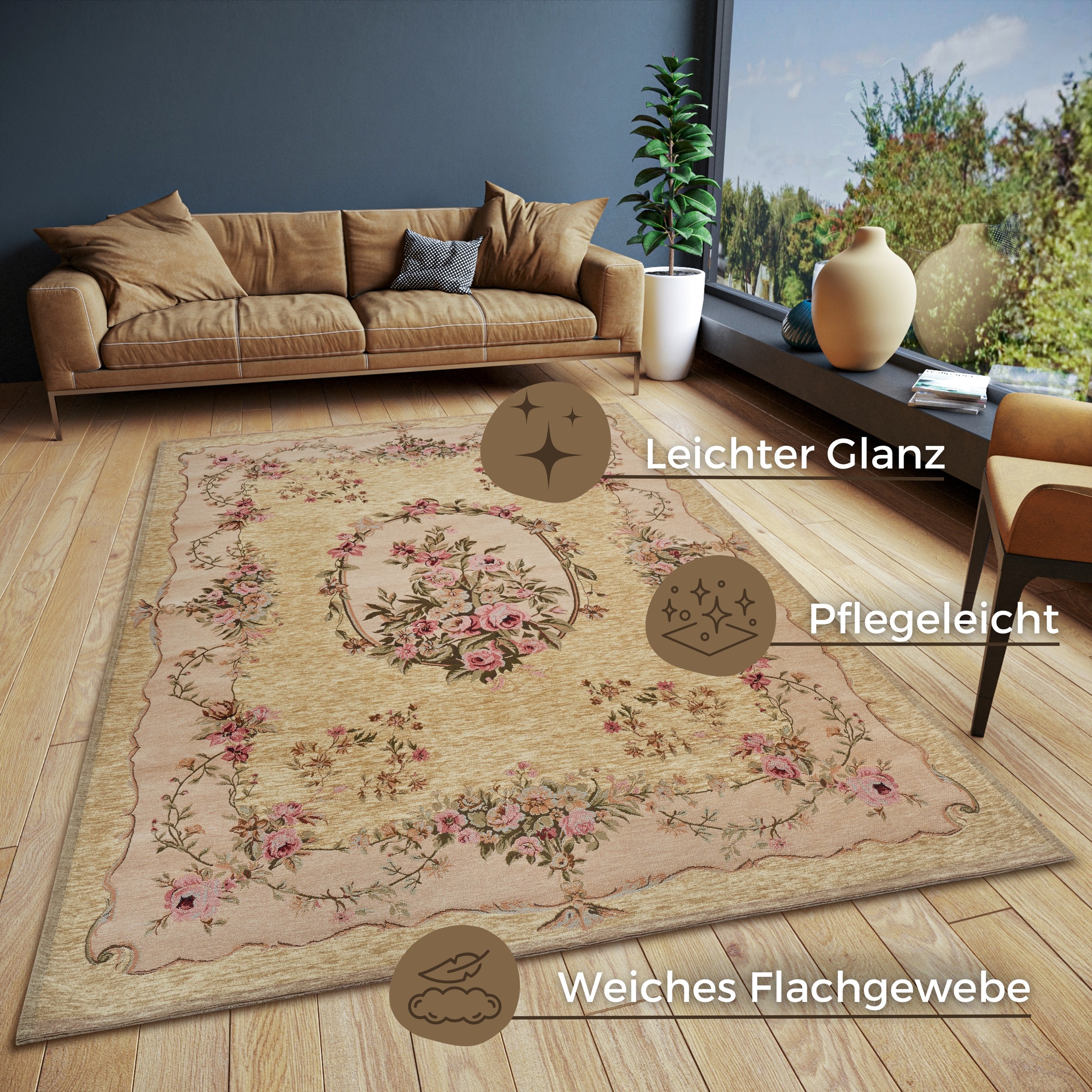 Thumbnail - HANSE Home Teppich "Asmaa", rechteckig, 5 mm Höhe, strapazierfähig, pflegeleicht, robust, Anti-Slip