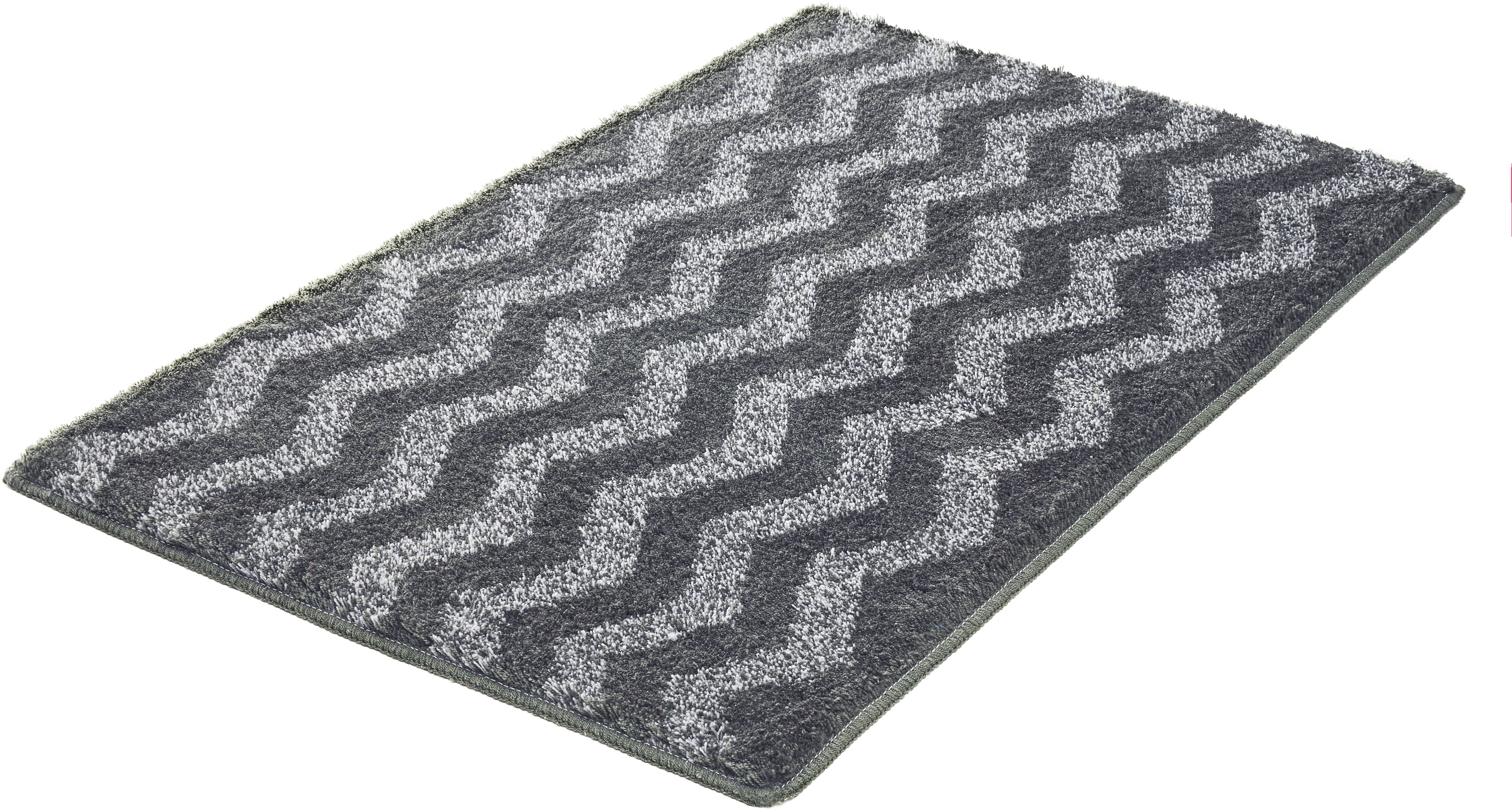 Kleine Wolke ""Zack", Badvorleger, Badezimmer Teppich" Höhe 20 mm rutschhemmend beschichtet fußbodenheizungsgeeignet Badteppich, modernes Zickzack Design, Ton in Ton