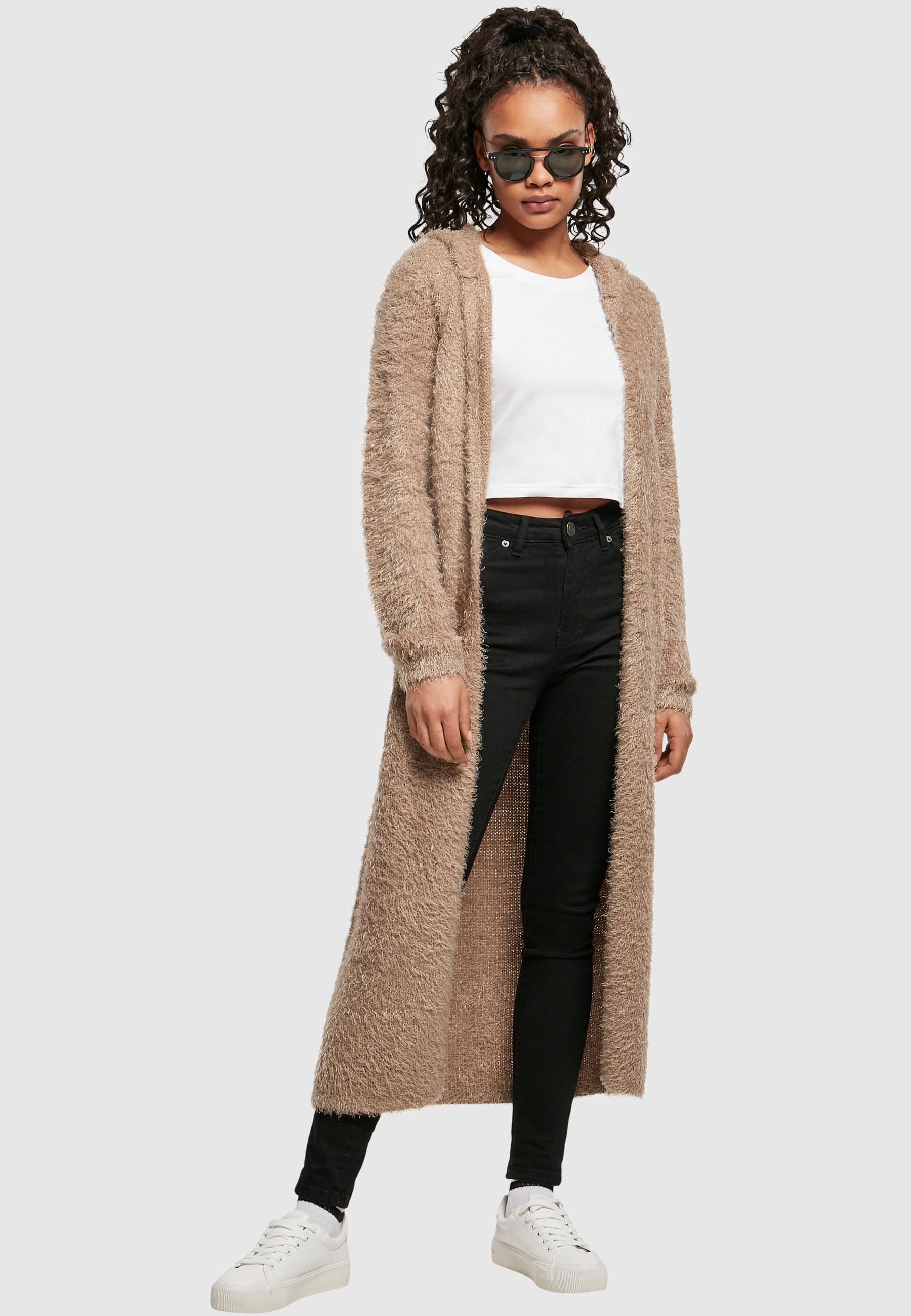 URBAN CLASSICS Strickjacke »Urban Classics Damen Ladies Hooded Feather Cardigan«
