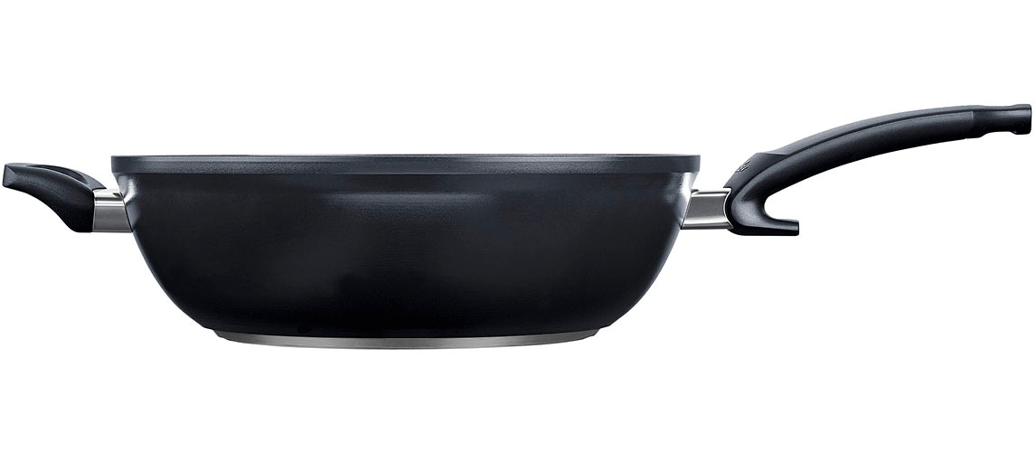 Fissler Wok »Ceratal® Orbit Black«, Aluminium, (1 tlg.), gesünderes Kochen mit Antihaft-Effekt, hergestellt ohne PFAS/PTFE