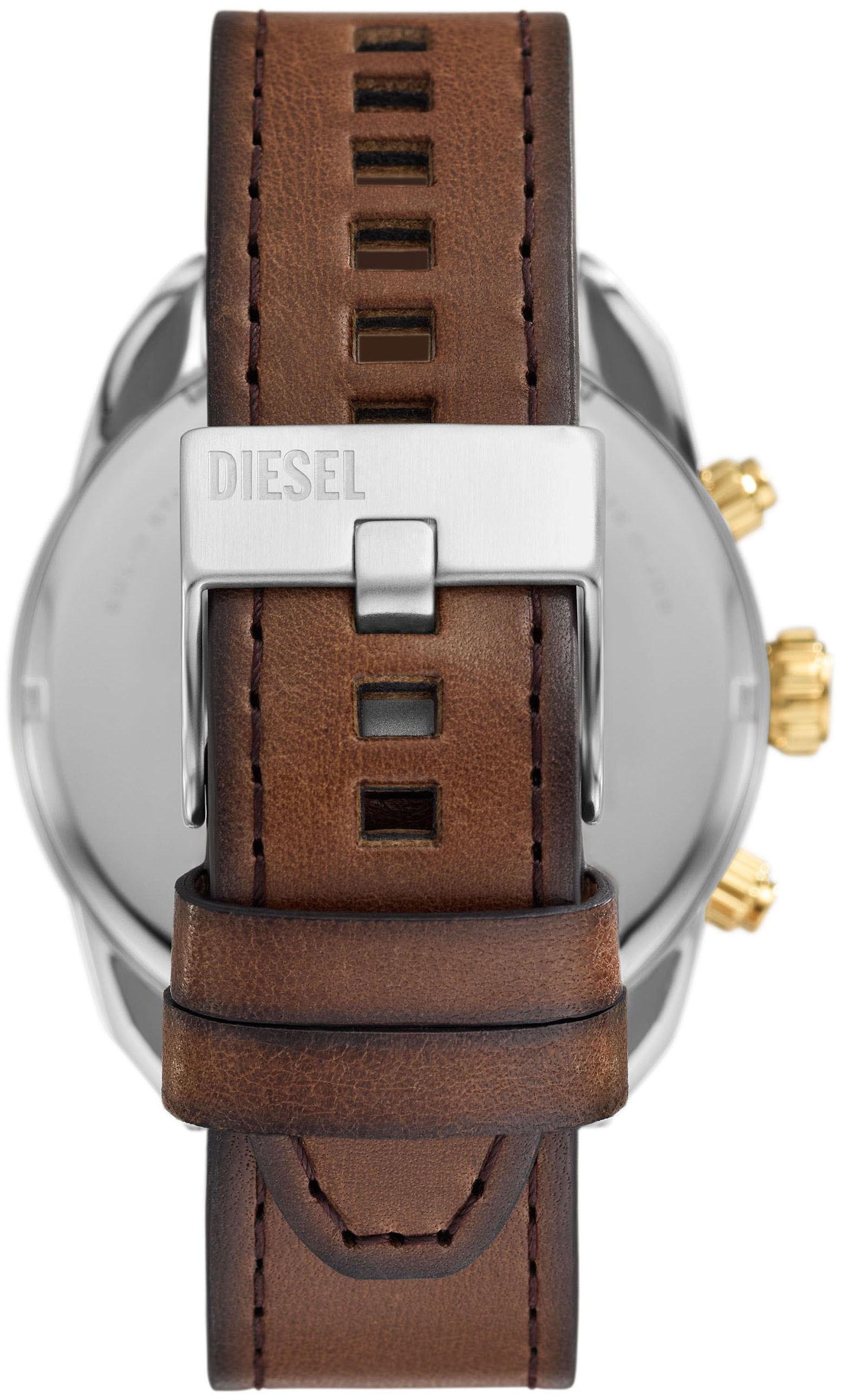 Diesel Chronograph »SPIKED«, Armbanduhr, Herrenuhr, Lederarmband, Quarzuhr, Stoppfunktion