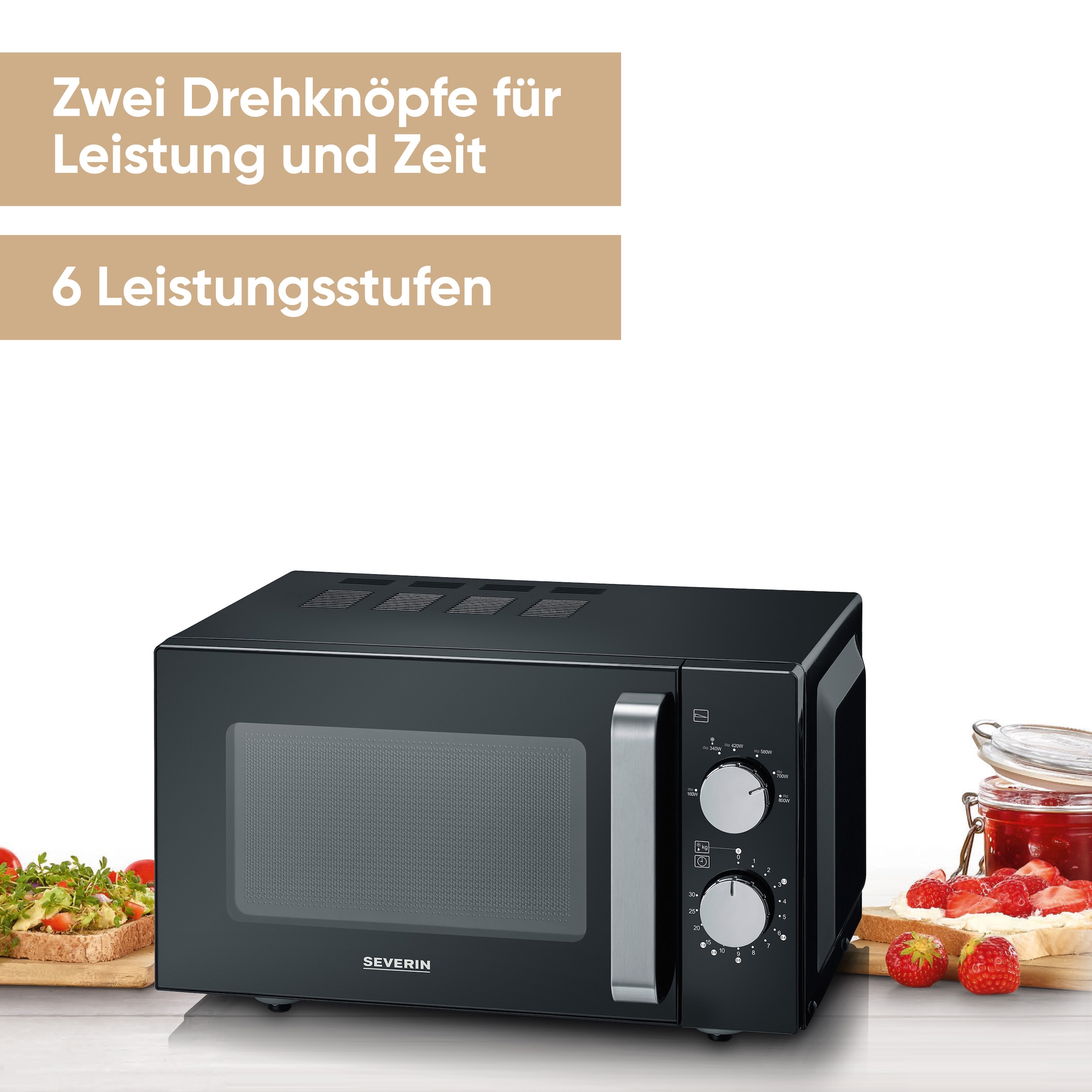 Severin Mikrowelle »MW 7761« Mikrowelle 160 W XXL-Nutzfläche dank Glasboden