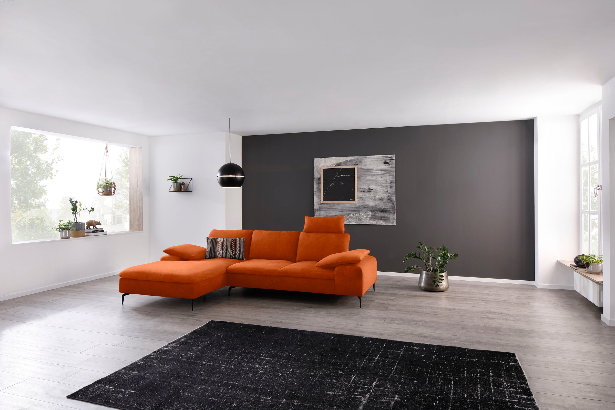 W.SCHILLIG Ecksofa »valentinoo, Designsofa, bequem, elegant und zeitlos, L-Form«, (Set), inklusive Hocker, mit Sitztiefenverstellung, Breite 299 cm