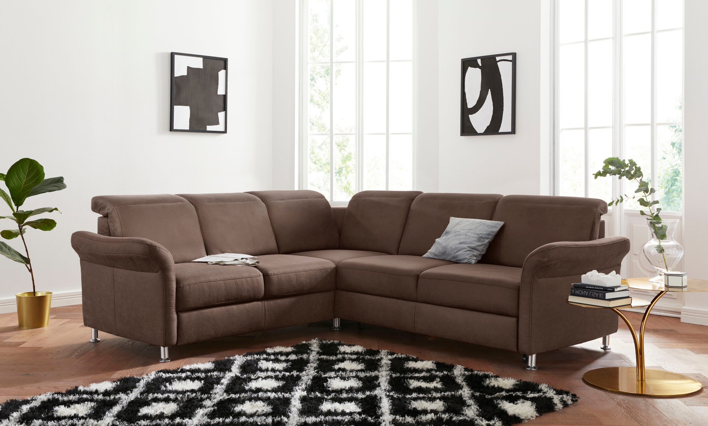 sit&more Ecksofa "Darwin L-Form" inklusive Federkern, wahlweise mit Kopfteilverstellung, Schlaffunktion