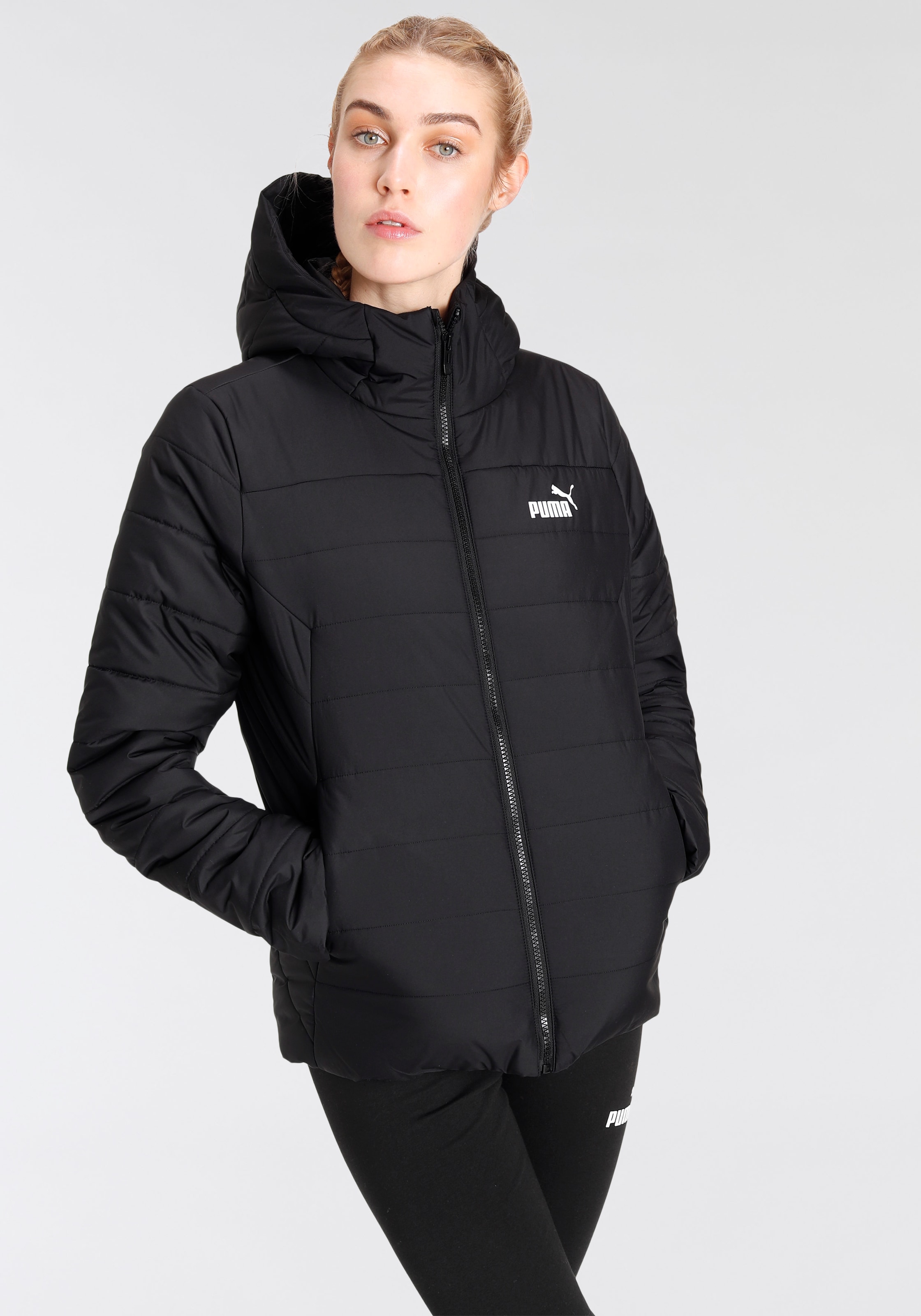 PUMA Winterjacke "ESS HOODED PADDED JACKET", mit Kapuze