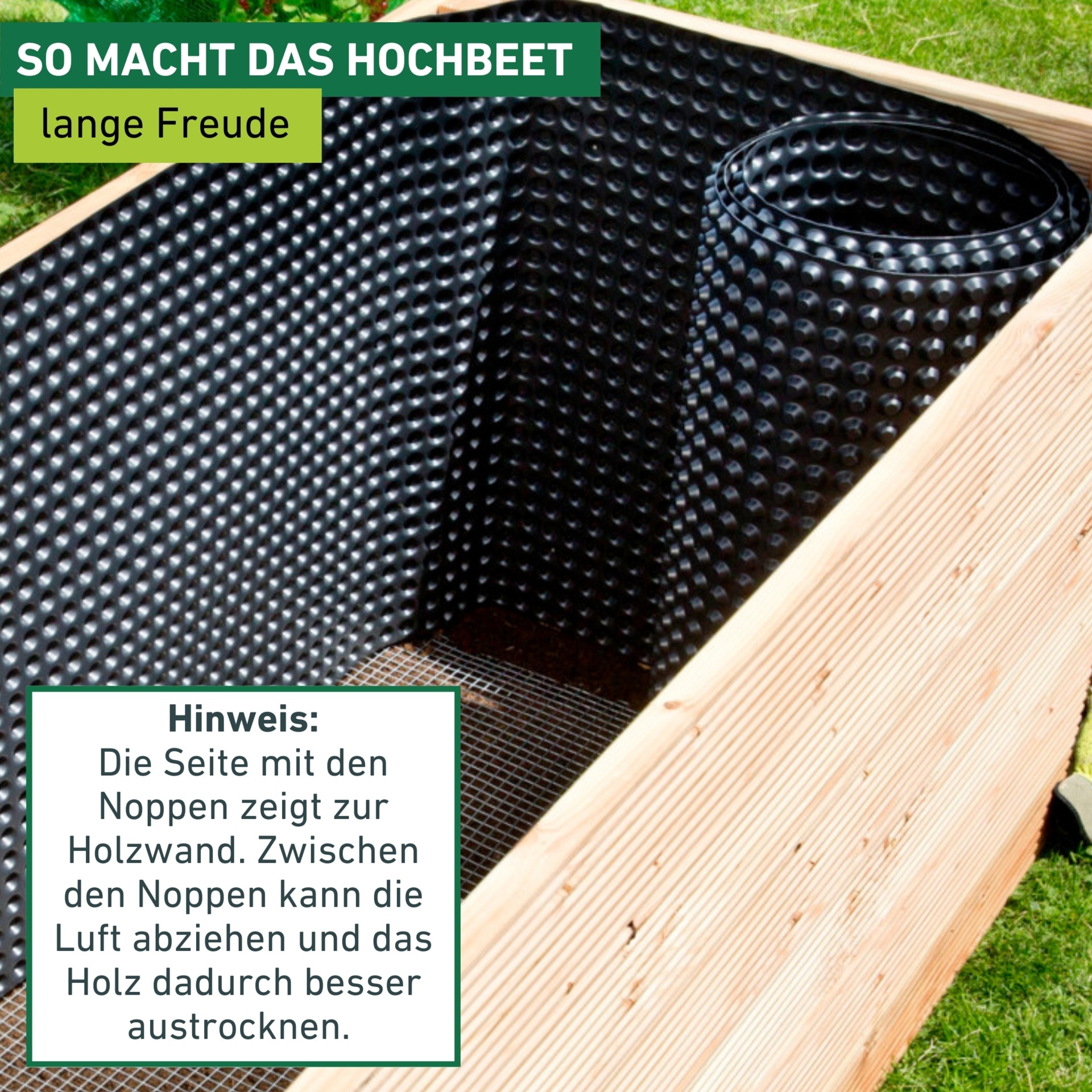 Windhager Hochbeet »Noppenfolie reißfest und langlebig« Abdeckung zuschneidbar, Hochbeet Plane 0,9 x 6,5 m