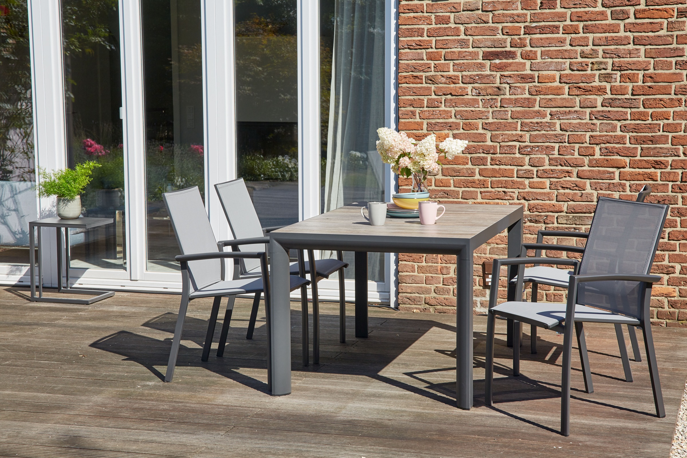 Siena Garden Gartentisch »SILVA Tisch 140x90cm matt anthrazit/washed grey« Aluminiumgestell matt anthrazit, Tischplatte aus Keramik, washed grey