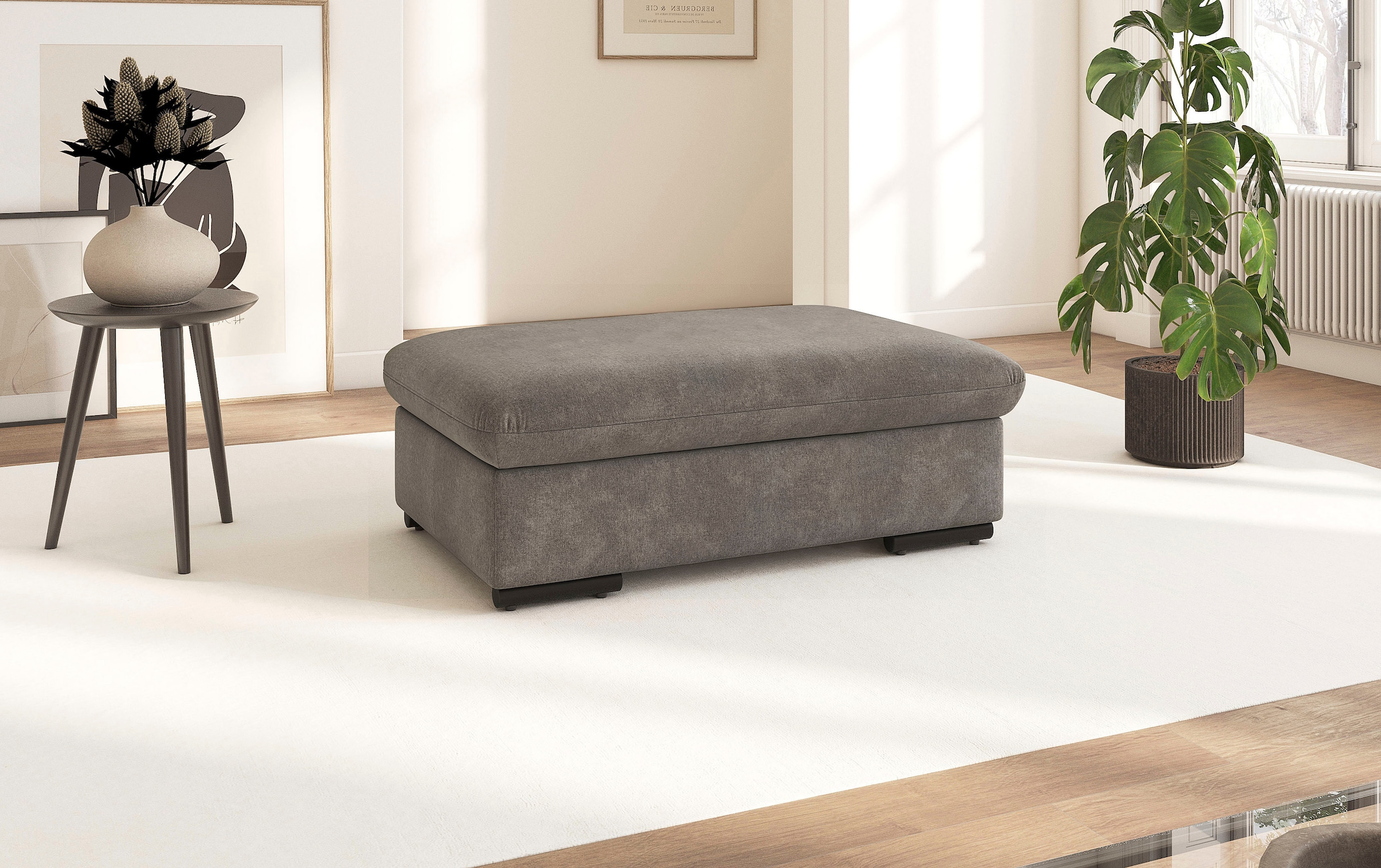 Polsterhocker SIT & MORE "Alcudia", braun (schlamm), B:101cm H:43cm T:68cm, 100% Polyester, Hocker, Polsterhocker