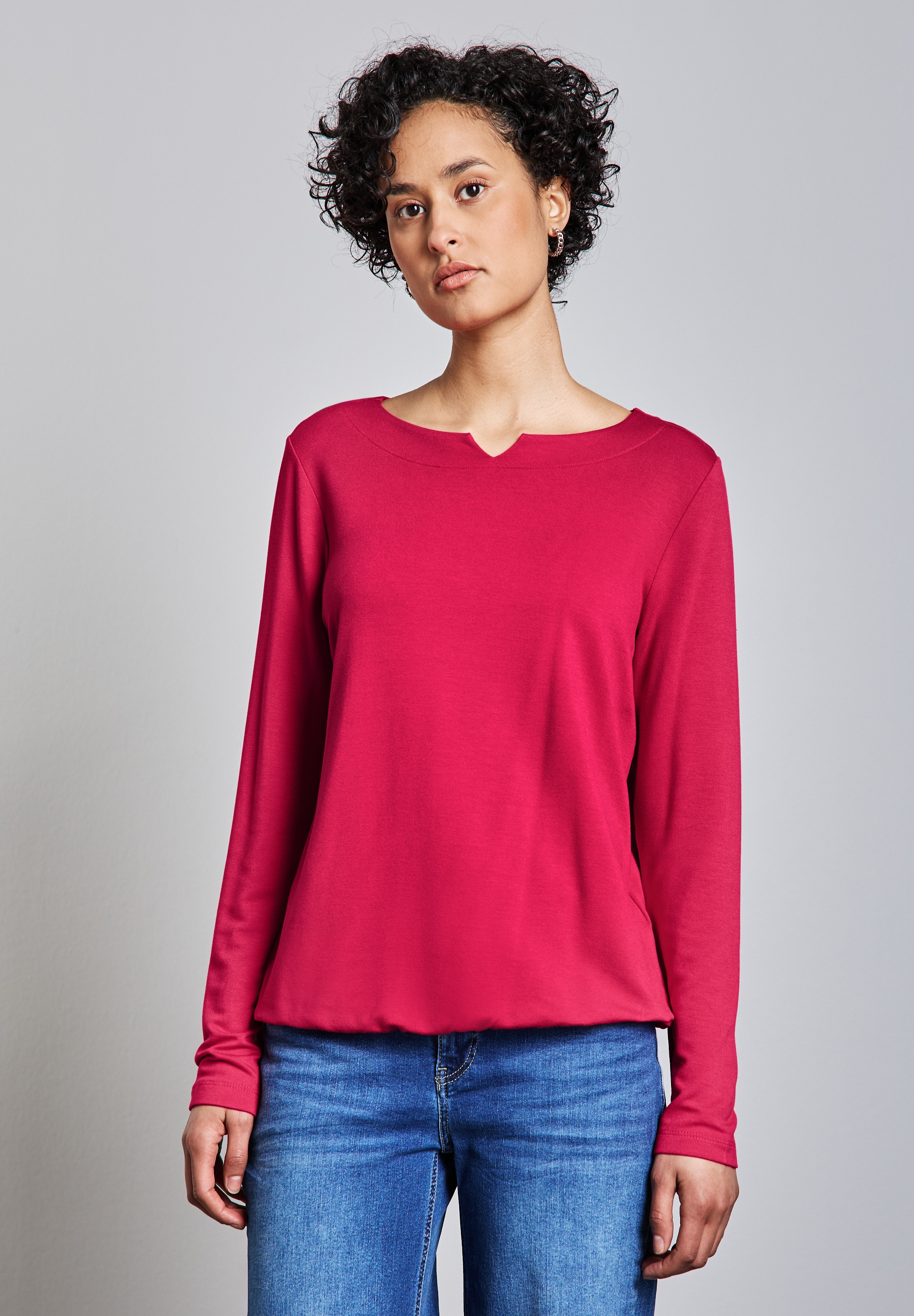 STREET ONE Langarmshirt, mit Elastiksaum günstig online kaufen