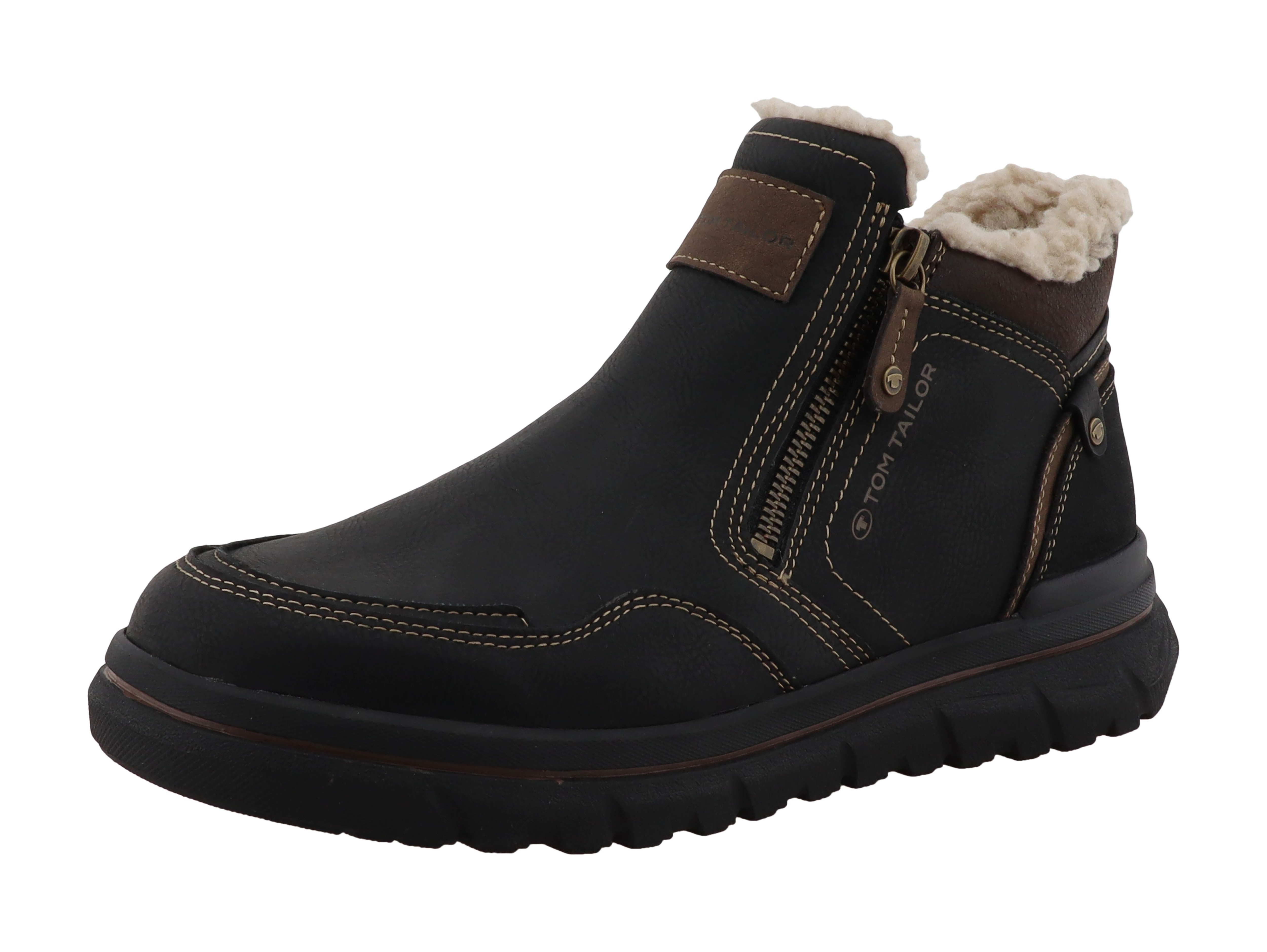 TOM TAILOR Reißverschlussboots mit Kontrastbesätzen und Kontrastnähten