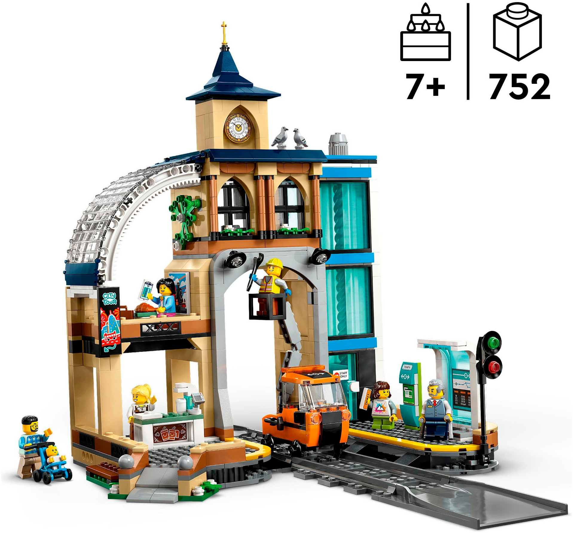 LEGO® Konstruktionsspielsteine »Hauptbahnhof (60469), LEGO City«, (752 St.), Made in Europe
