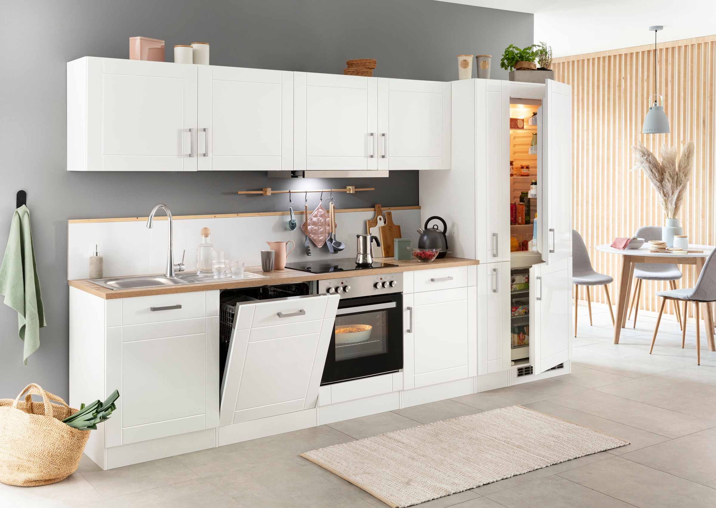 KOCHSTATION Küchenzeile »KS-Tinnum«, mit E-Geräten, Breite 330 cm