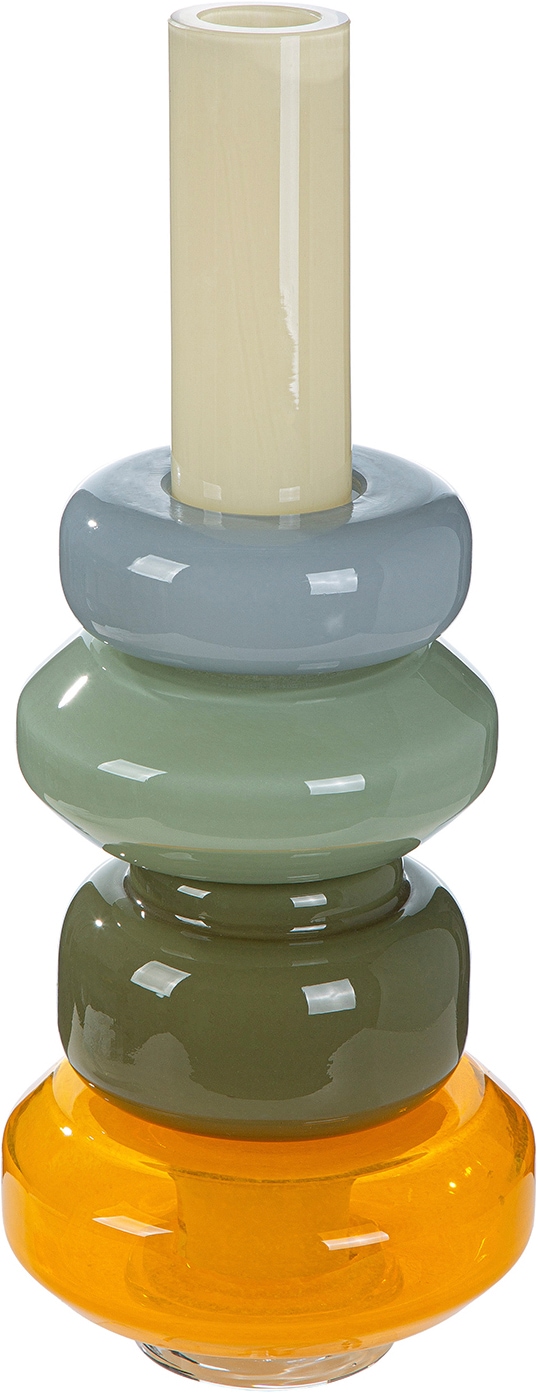 GILDE Tischvase "Vase Stack mehrfarbig H. 40 cm" Dekovase, Glas, stapelbar, Blumenvase, platzsparend, modern