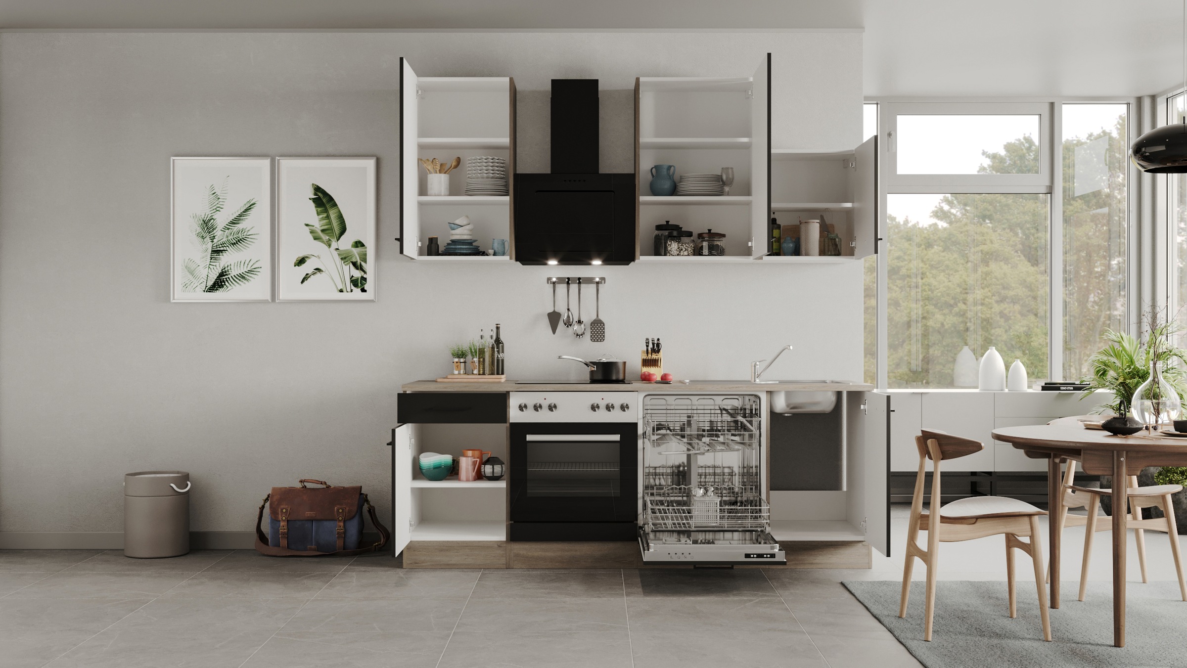 Flex-Well Küchenzeile »Capri«, mit und ohne E-Geräten erhältlich, Gesamtbreite 220 cm