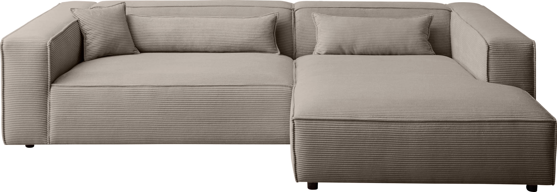 LeGer Home by Lena Gercke Ecksofa »PIARA XXL, Big-Sofa in Cord oder Leinenoptik, L-Form, mit Kedernaht«, wahlweise Ottomane rechts/links, schwarze Füße, bequemer Sitzkomfort