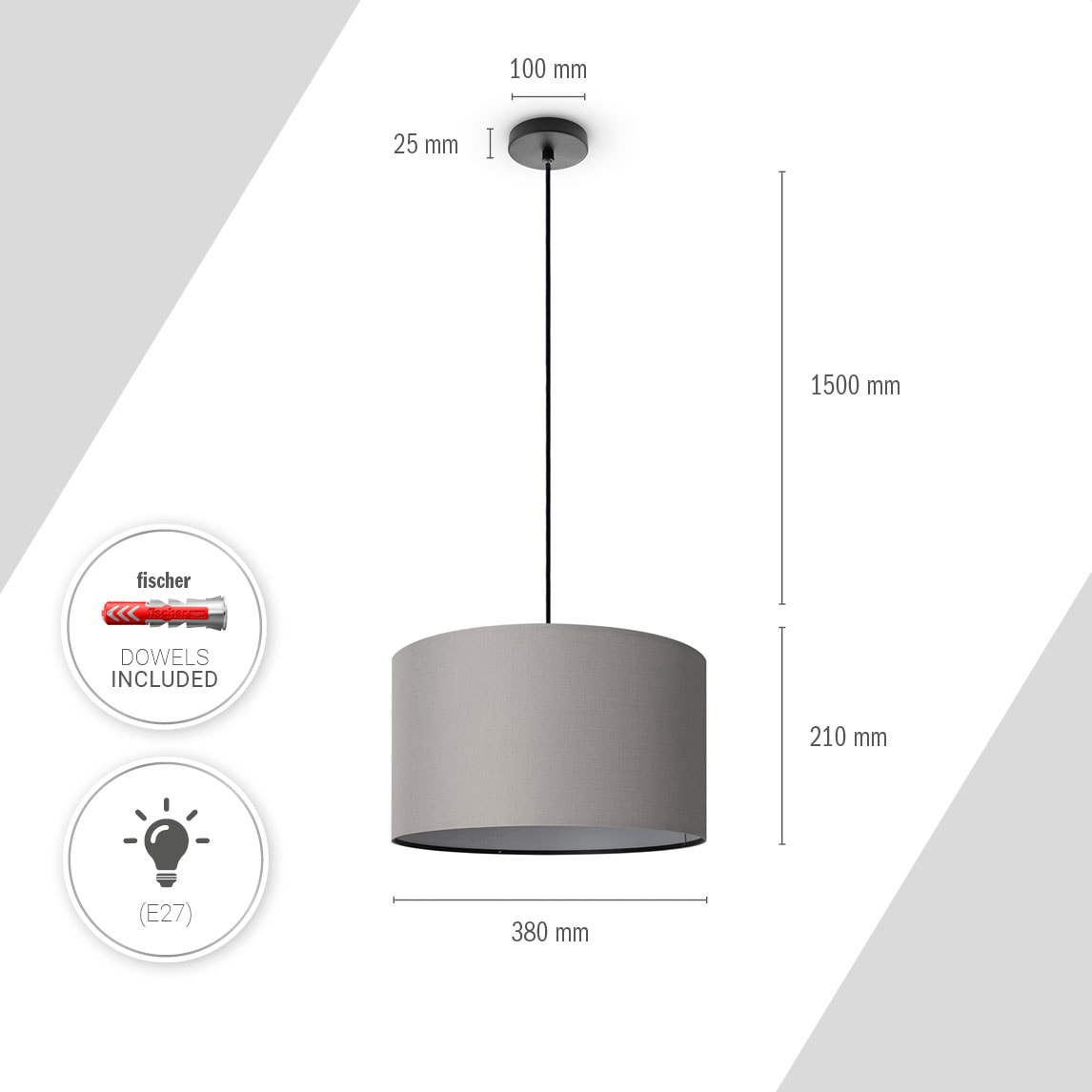 Paco Home Pendelleuchte »HUGO UNI COLOR« E27 Deckenlampe LED  Wohnzimmer Und Schlafzimmer, Unifarben, Deko E27