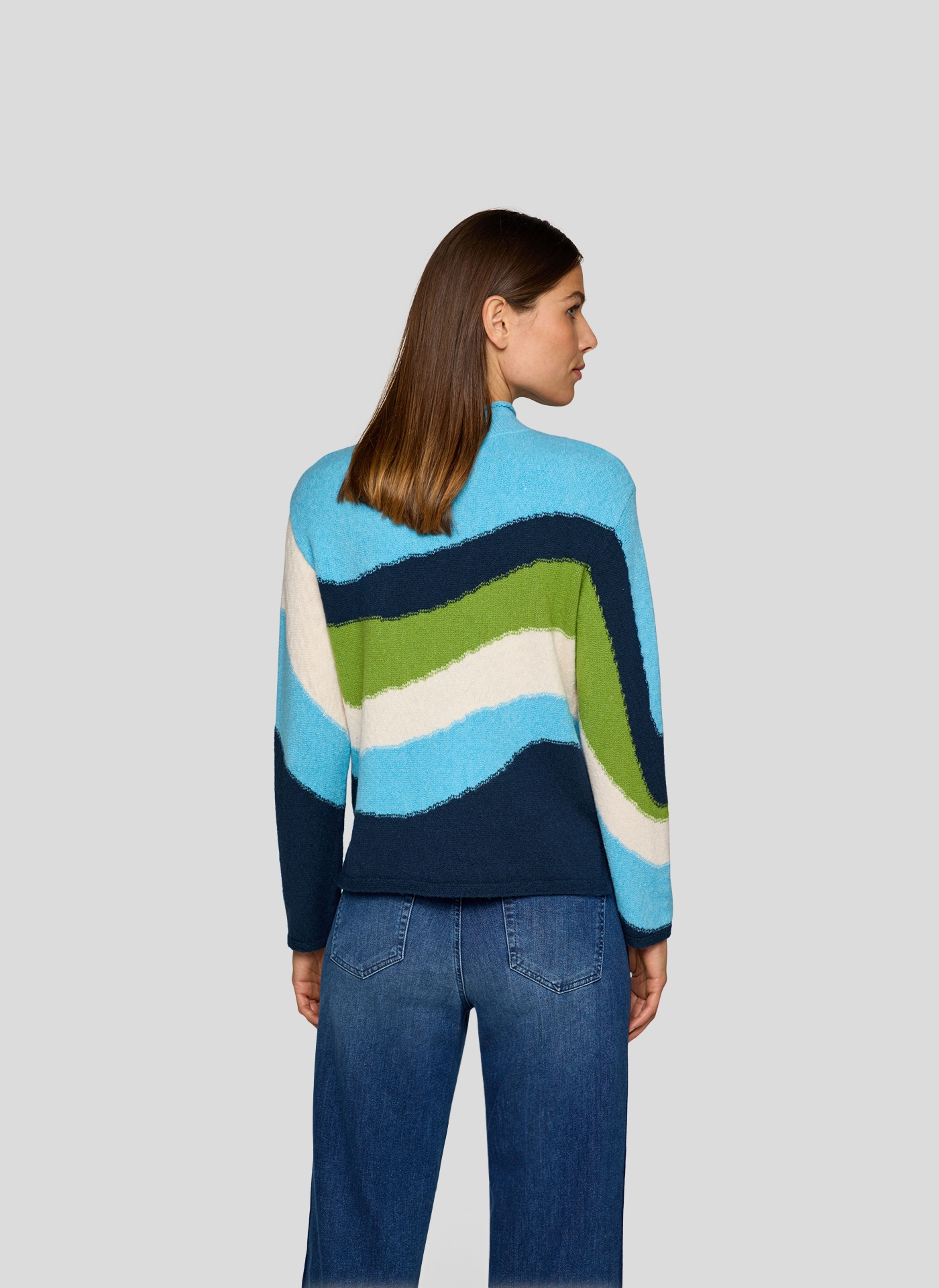 Rabe Strickpullover im Colorblocking-Look - gestreift