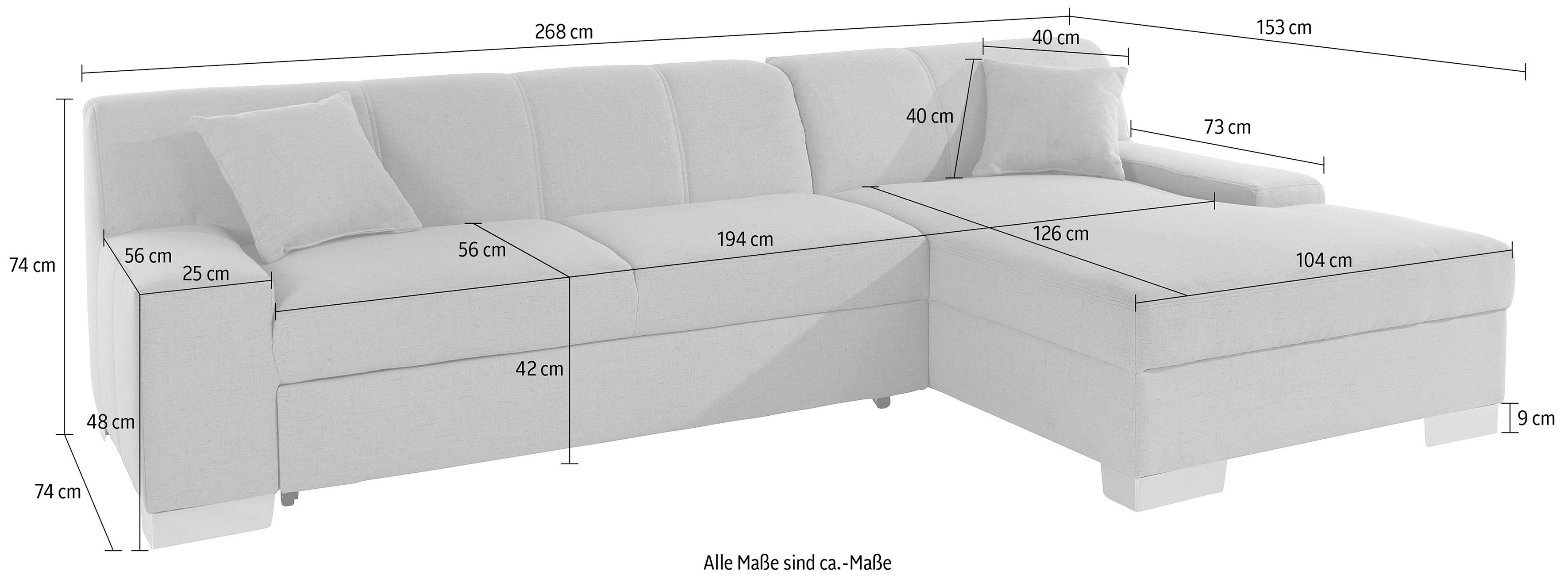 Thumbnail - DOMO collection Ecksofa "Bero, elegant und zeitlos, flache Armlehnen, L-Form", fester Sitzkomfort, wahlweise mit Bettfun...