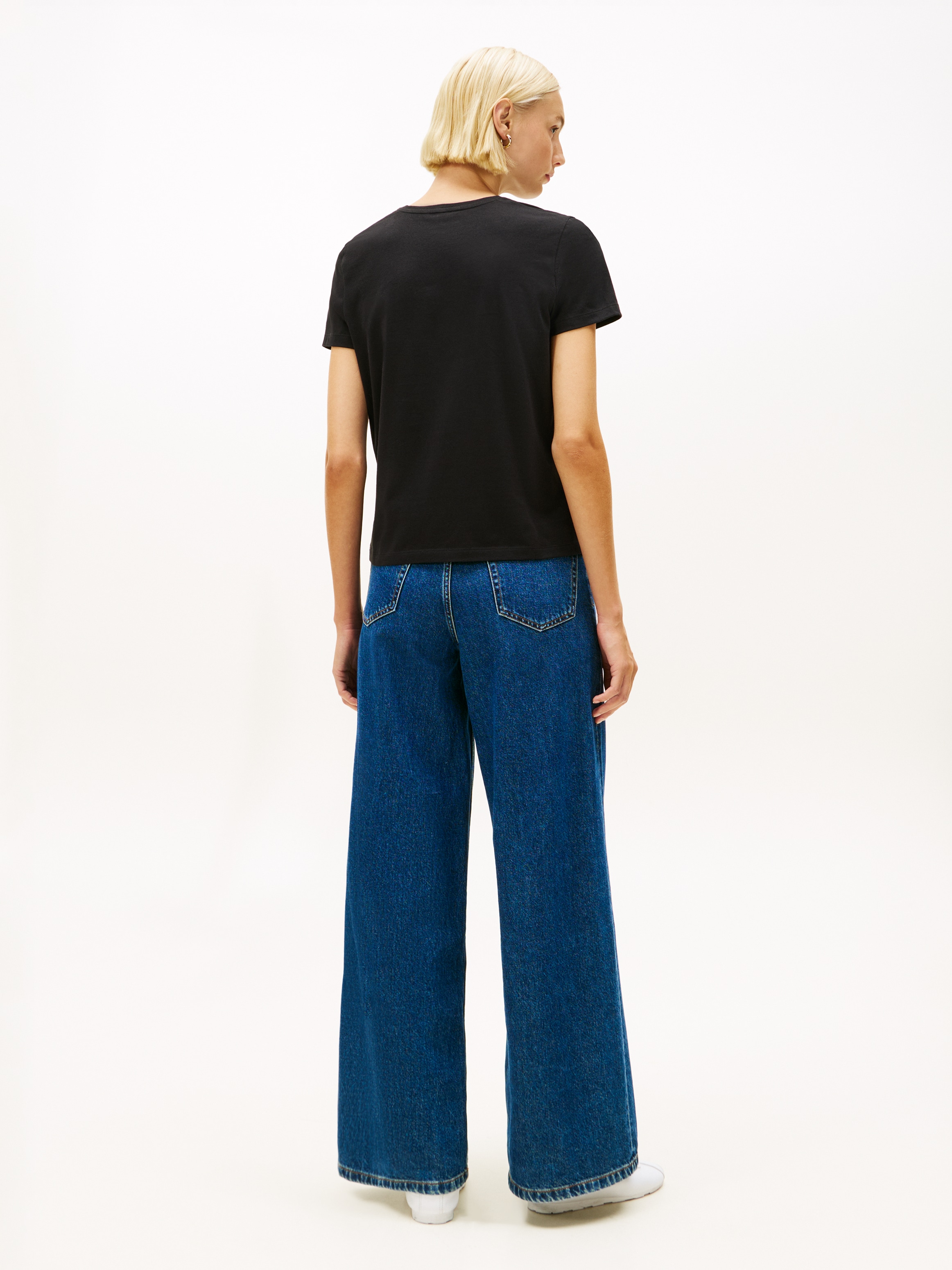 Tommy Hilfiger Kurzarmshirt »TH SCRIPT REG C-NK SS TEE« Stretch, Baumwollmischung, regular fit