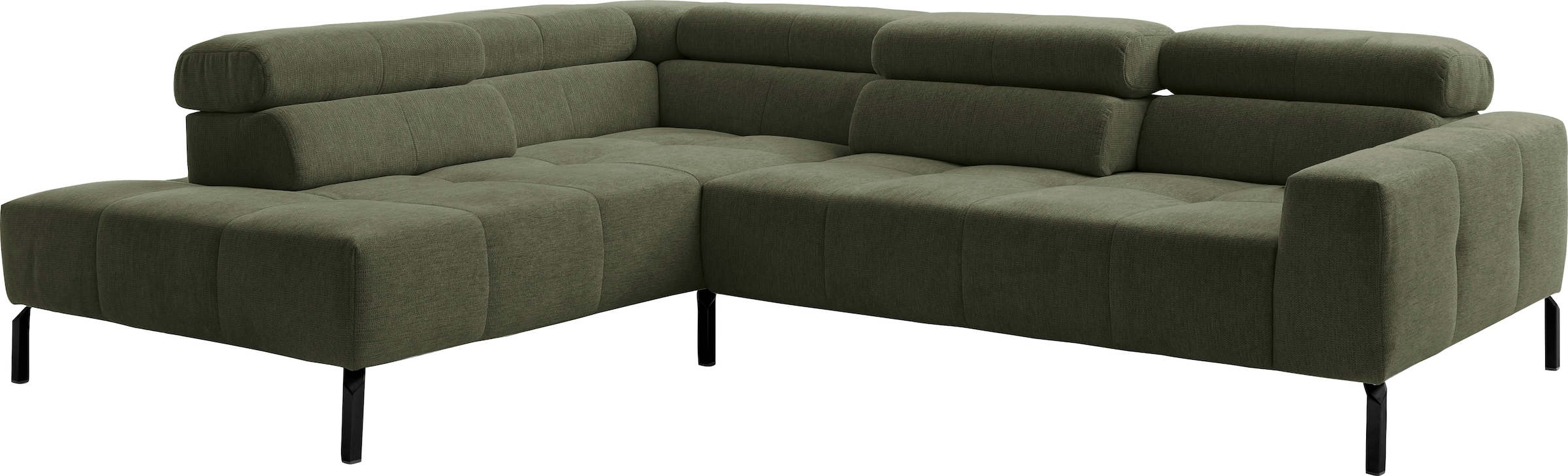 Home affaire Ecksofa »Claya Move, L-Form, Kopf- & Rückenverstellung, Breite 282 cm« Moderne Steppung, weicher Polsteraufbau & saugroboterfreundliche Höhe