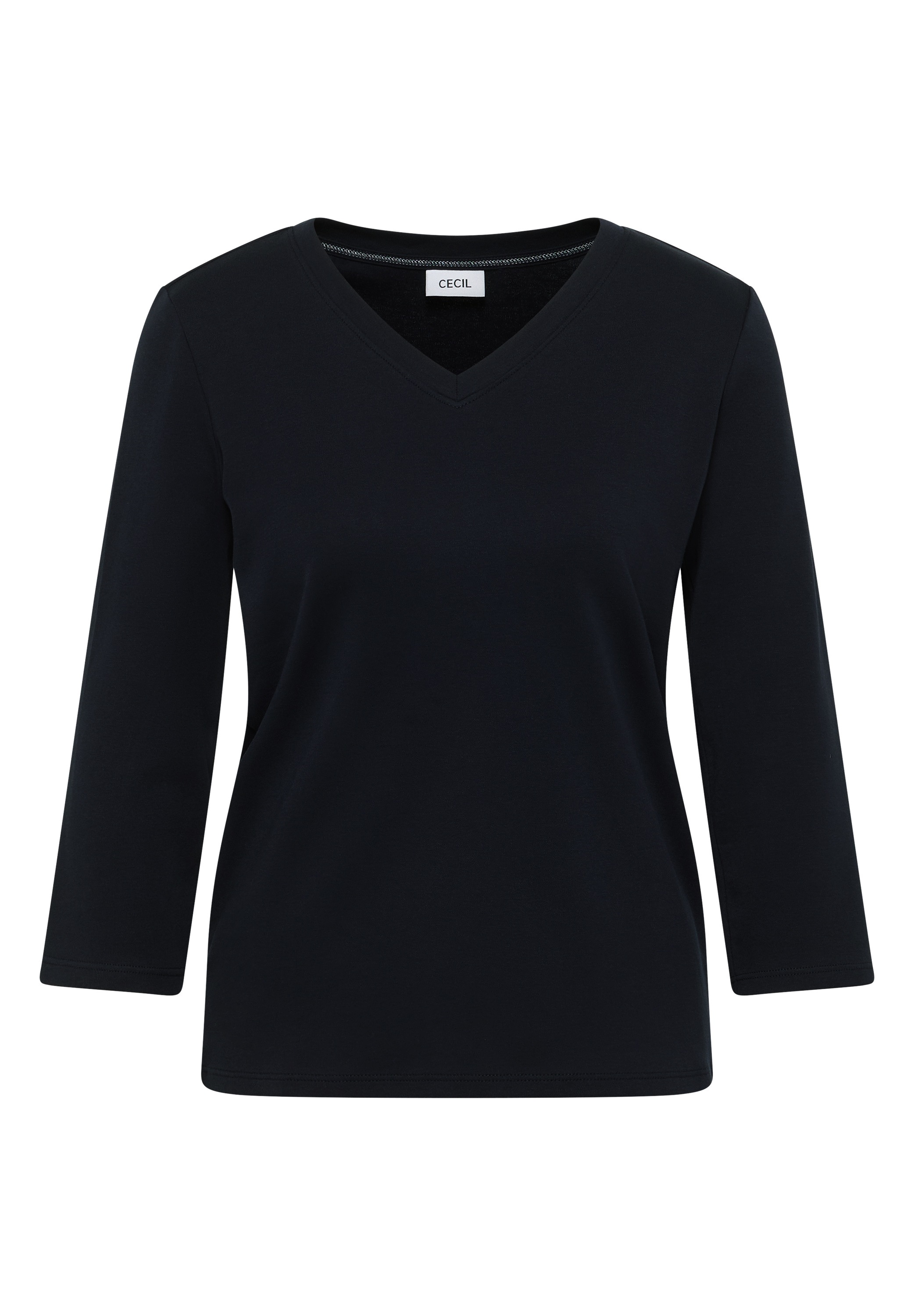 Cecil 3/4-Arm-Shirt, mit V-Ausschnitt, unifarben