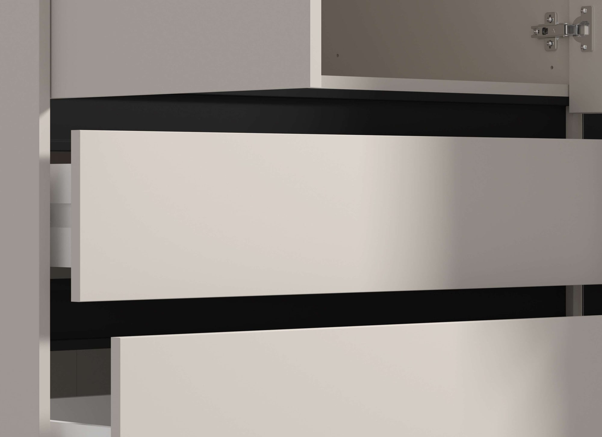 INOSIGN Kleiderschrank »Corbett, grifflose Optik, FSC-zertifziert, Made in Europe«, (138 oder 182,5cm breit, 211cm hoch und 54,5cm tief), mit Spiegel, 3 Schubladen und Innenausstattung