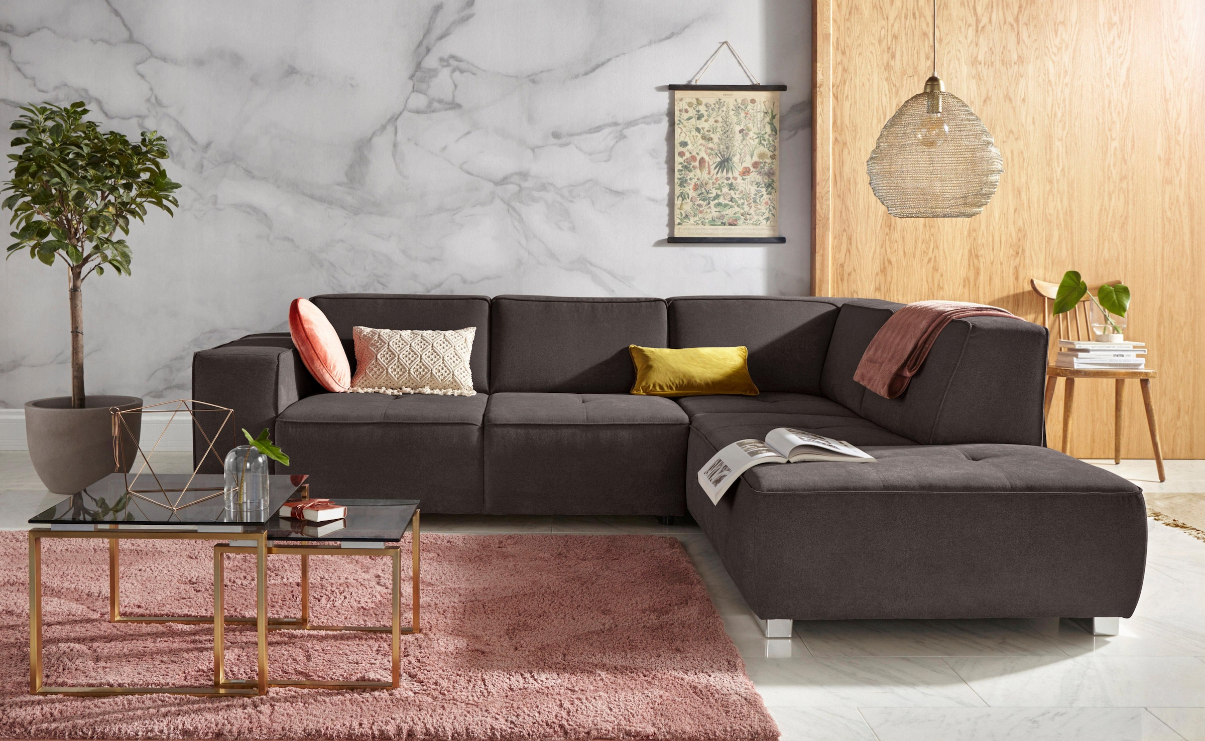 Home affaire Ecksofa "Sapporo L-Form" wahlweise Bettfunktion oder Sitztiefe günstig online kaufen