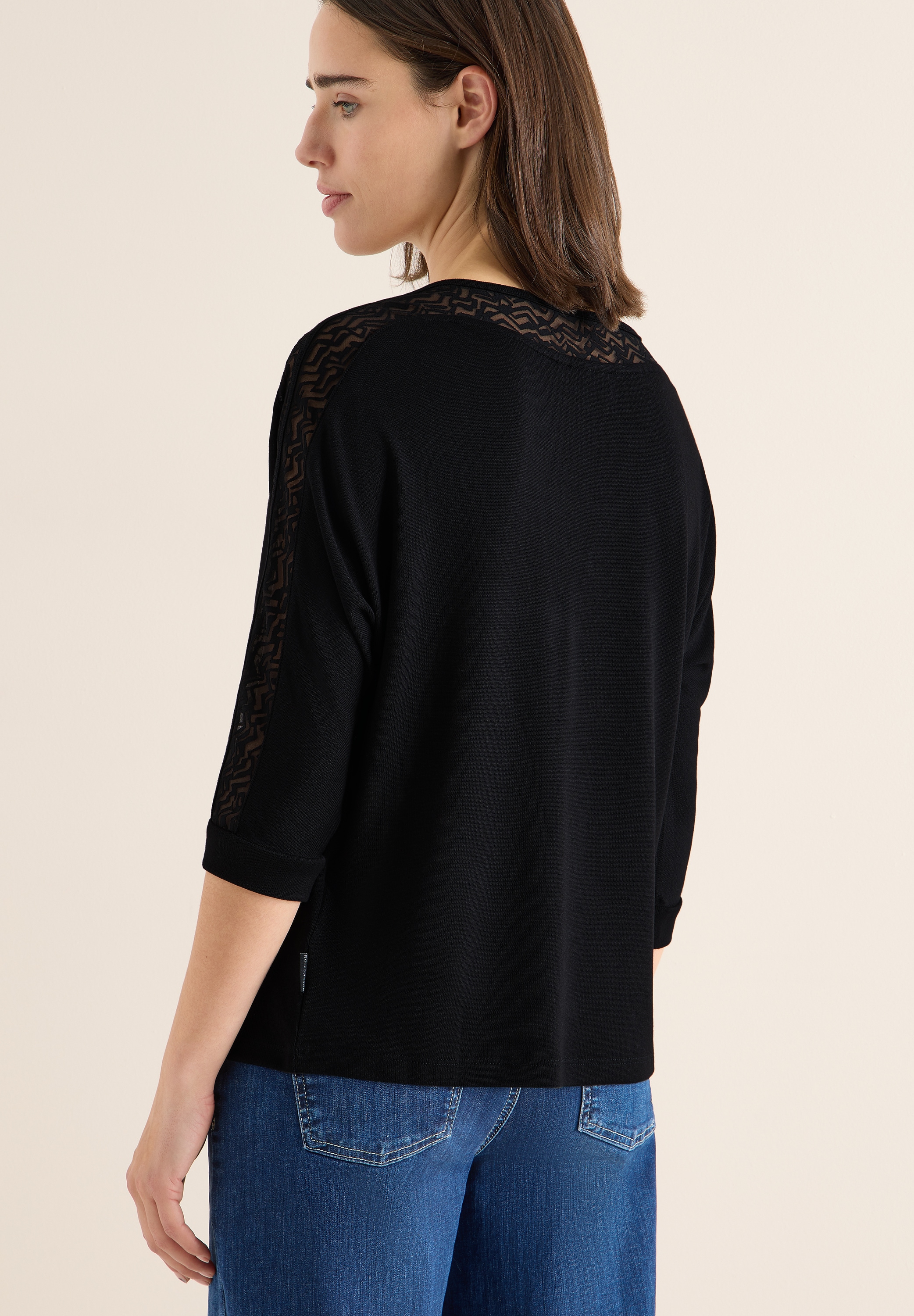 Cecil 3/4-Arm-Shirt mit Mesh-Details günstig online kaufen