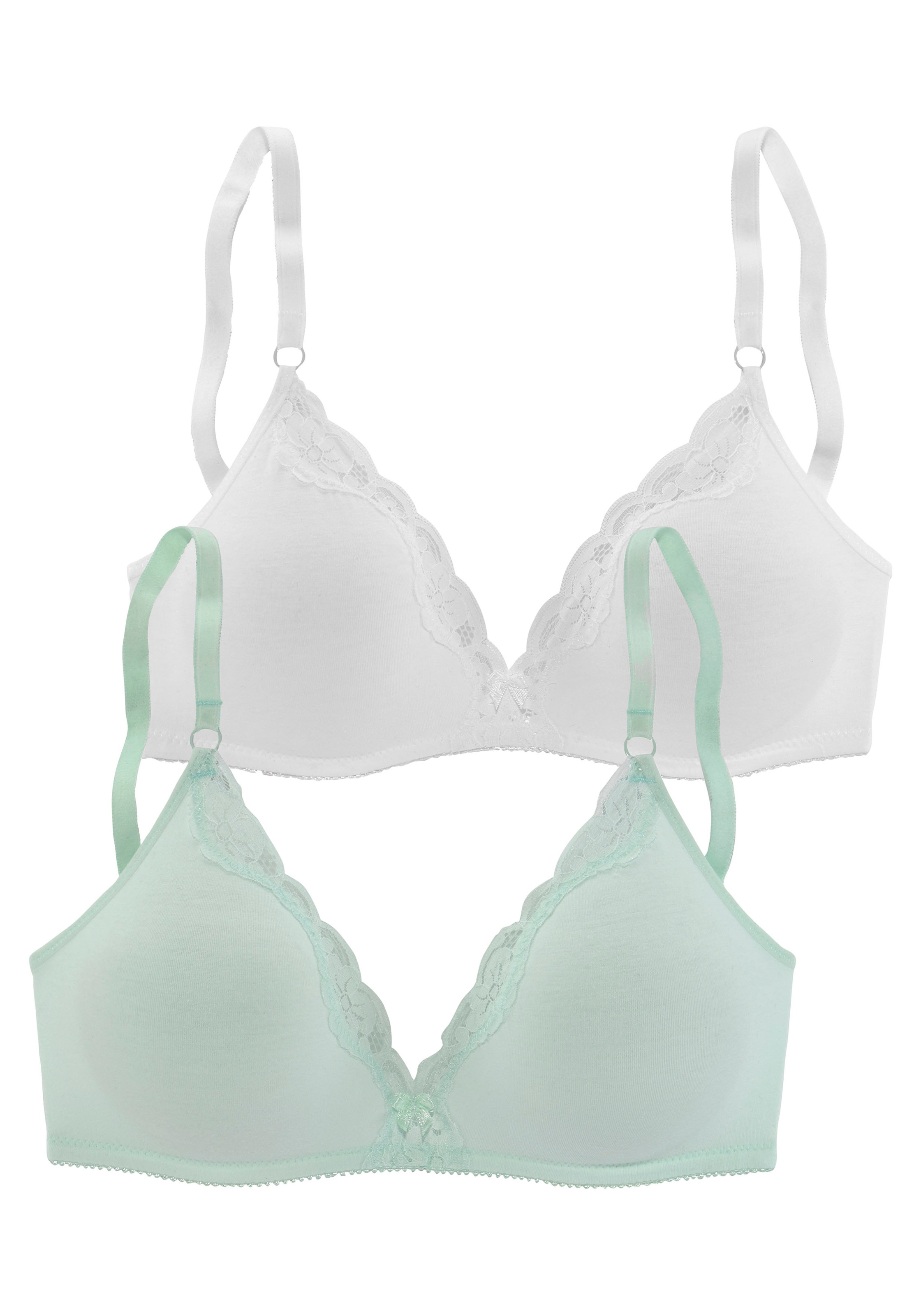 petite fleur Bralette-BH Packung, 2 Stück, ohne Bügel aus Baumwolle mit Spitze