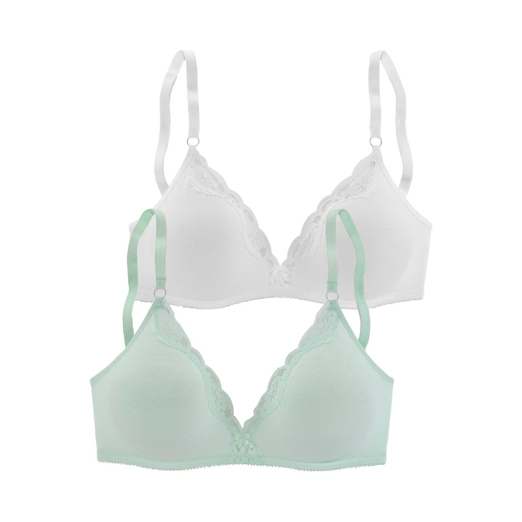 petite fleur Bralette-BH, (Packung, 2 Stück), ohne Bügel aus Baumwolle mit Spitze