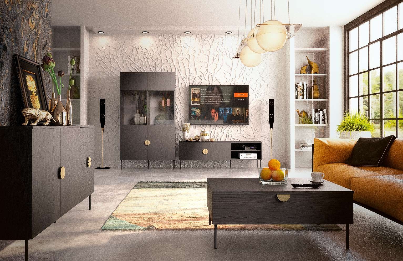 Home affaire Couchtisch »BELLOT Kaffeetisch mit viel Stauraum, 100x66cm, modernes Design« Beistelltisch mit zusätzlichen Aufbewahrungsschränken, goldene Akzente