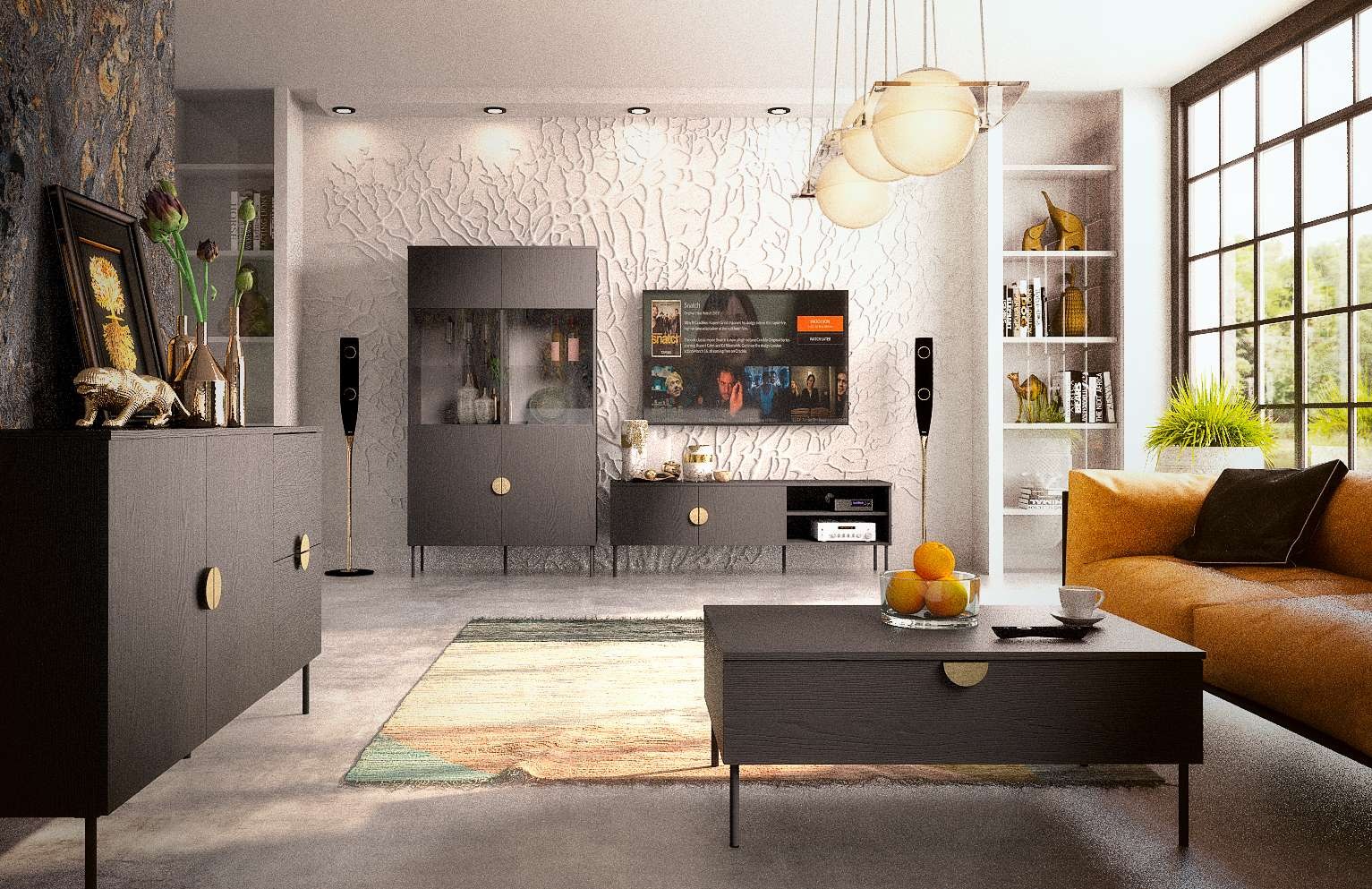 Thumbnail - Home affaire Kommode "BELLOT Sideboard mit 2 Schubladen und 2 Türen, B/T/H: 213/40/87,6 cm" Schubkastenkommode mit Metal...