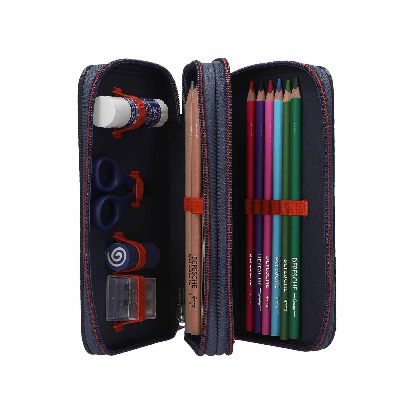 Depesche Buntstift »2-Fach Federtasche mit Spinne Adventure World 5,5 x 12 x 19 cm blau-orange«