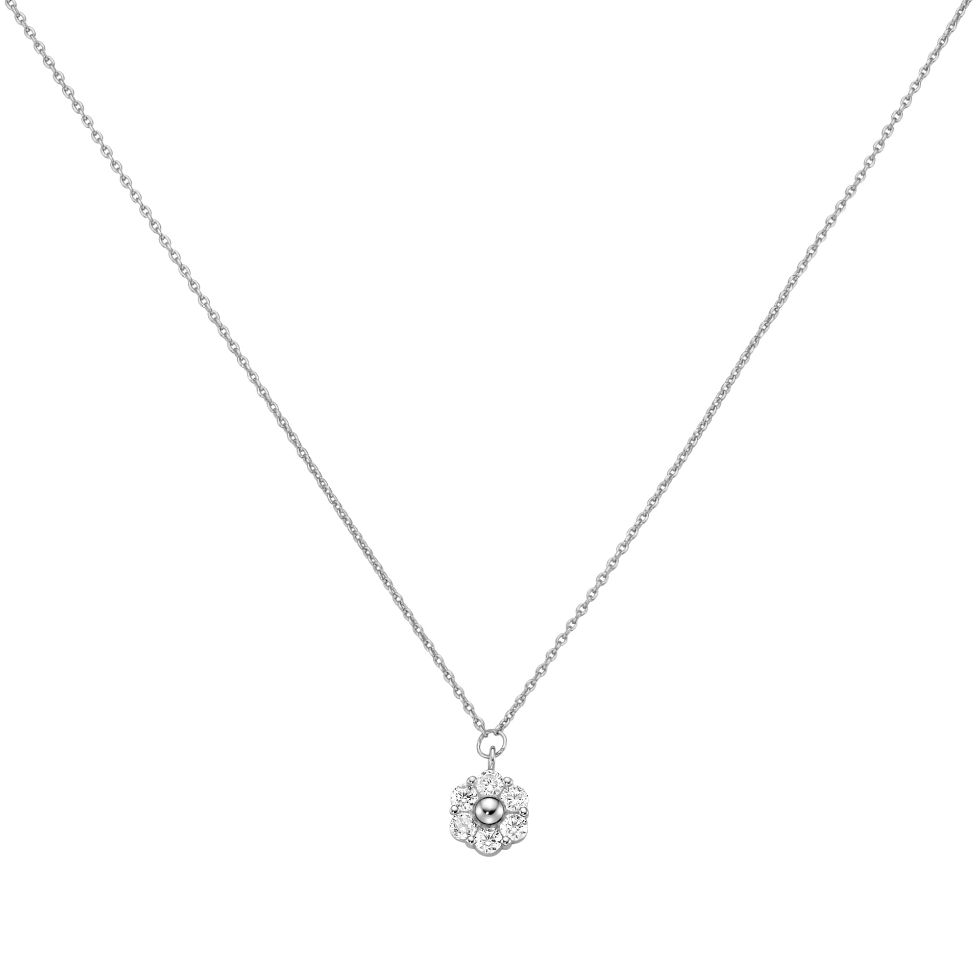 Firetti Kette mit Anhänger »Schmuck Geschenk Silber 925 Ankerkette Anhänger Blume Blüte« mit Zirkonia (synth.)
