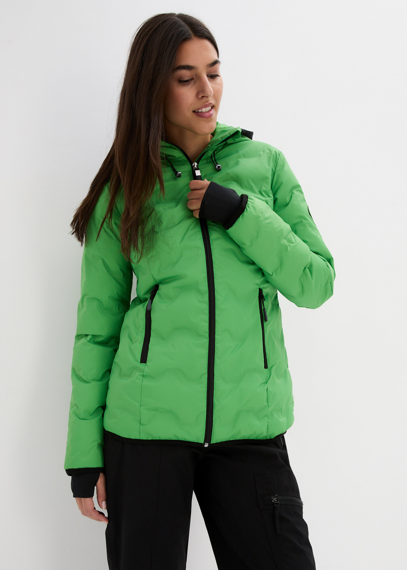 bonprix Funktionsjacke mit Kapuze ultraleichte Wattierung, Handy-Innentasche mit Kabelausgang