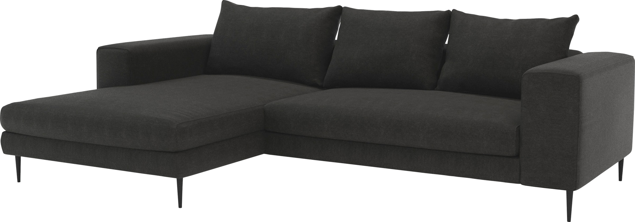 INOSIGN Ecksofa »Aurora, L-Form, mit extra breiter Recamiere, 324 x 170 cm (BxT)«, Designsofa mit tollem Sitzkomfort, extra hohe Metallfüße schwarz