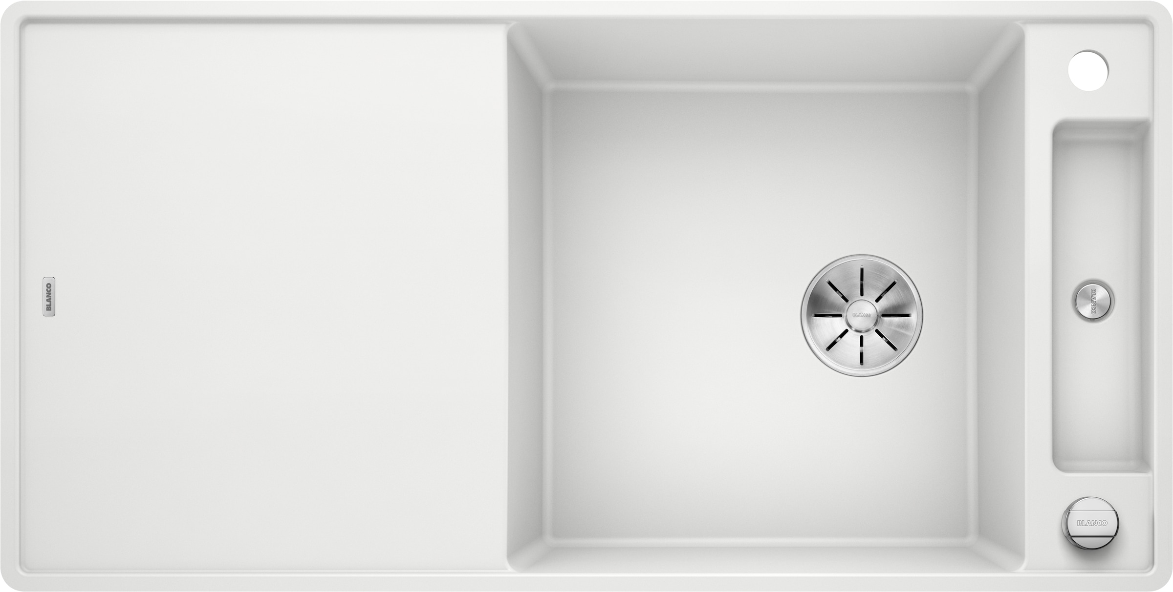 Granitspüle BLANCO, B:50cm H:19cm T:99cmweiß, Verbundwerkstoff, Küchenspülen, "AXIA III XL 6 S-F", inklusive gratis