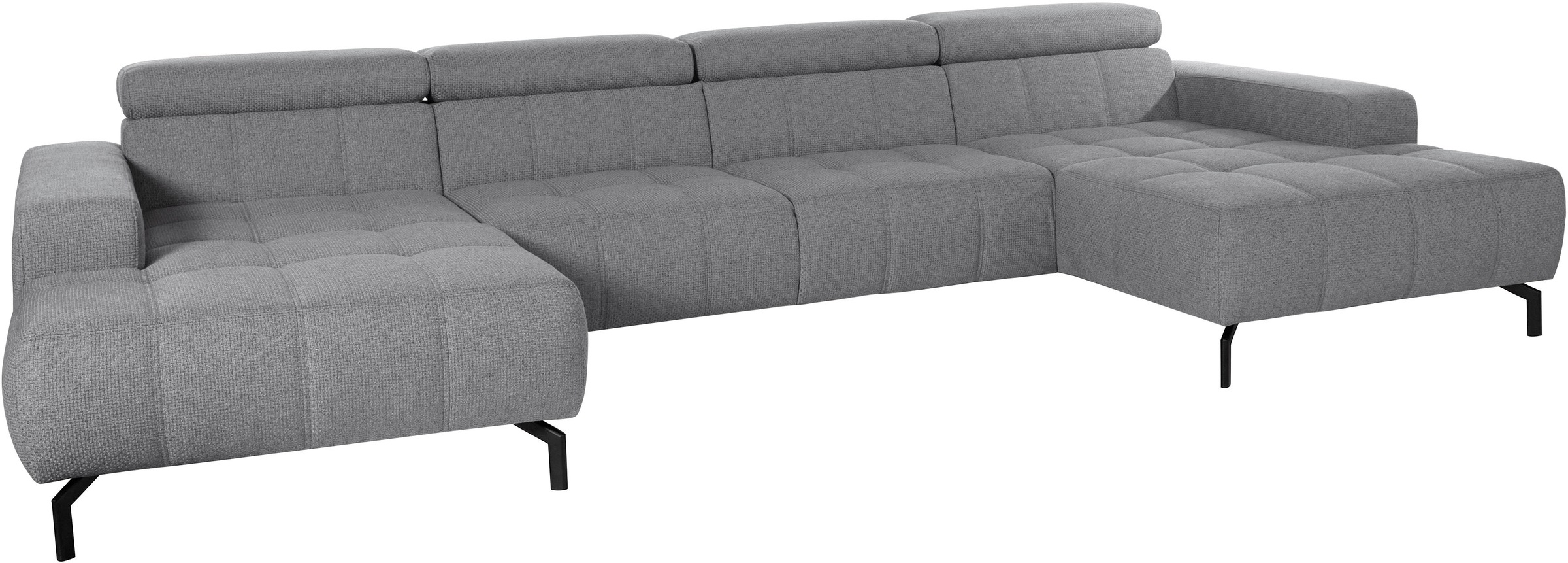 DOMO collection Wohnlandschaft »Cunelli tolle Sitznähte als Designelement, fester Sitzkomfort, U-Form«, wahlweise mit Kopfteilverstellung, bodenfrei