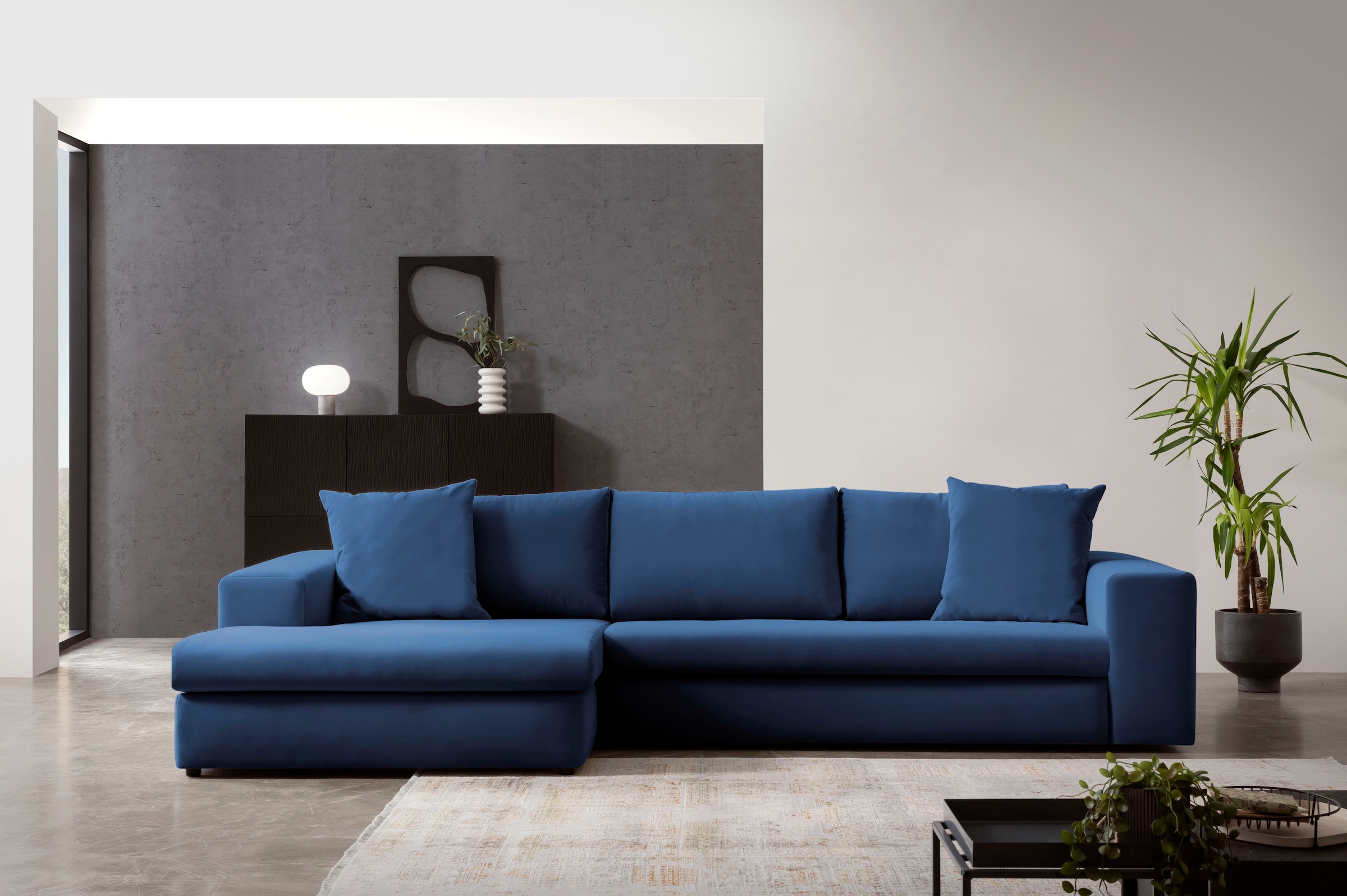 Home affaire Ecksofa "SLEETLAND XXL in Samtvelours oder Vintage-Leder-Optik günstig online kaufen