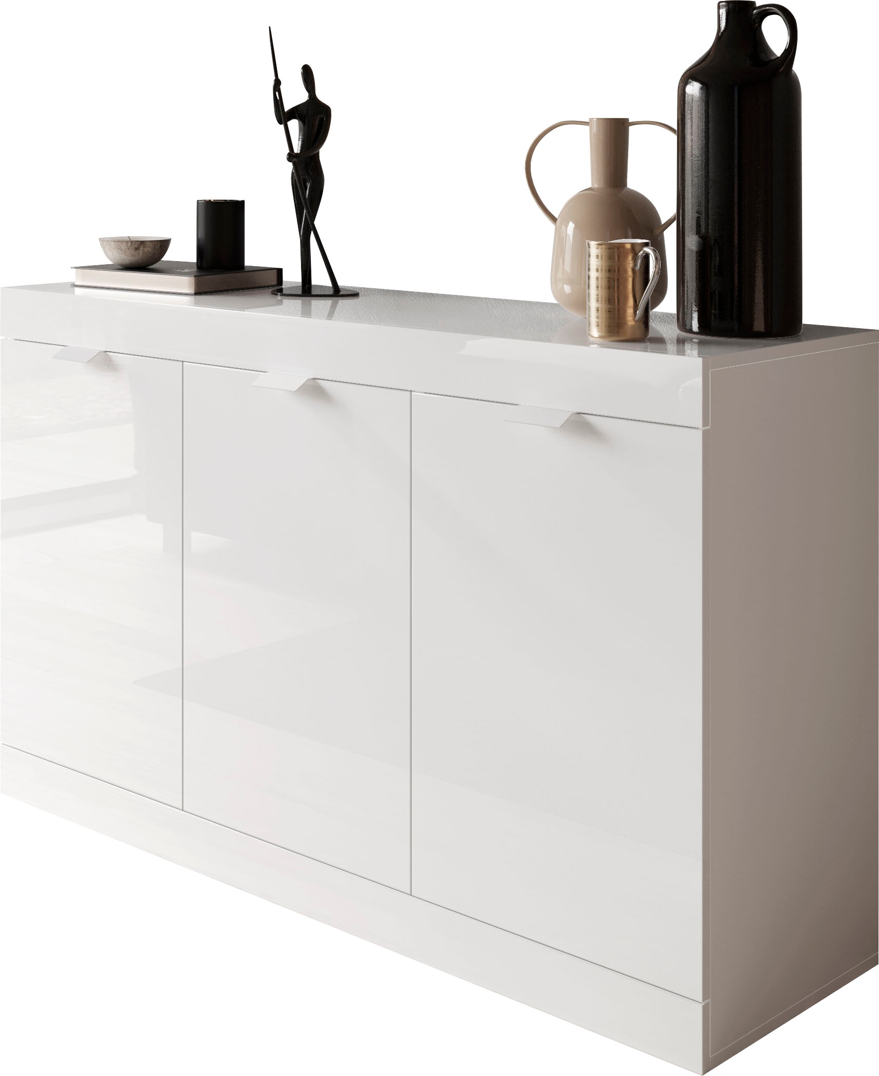 Sideboard »Slim«, Breite 136 cm, weiß Hochglanz Lack