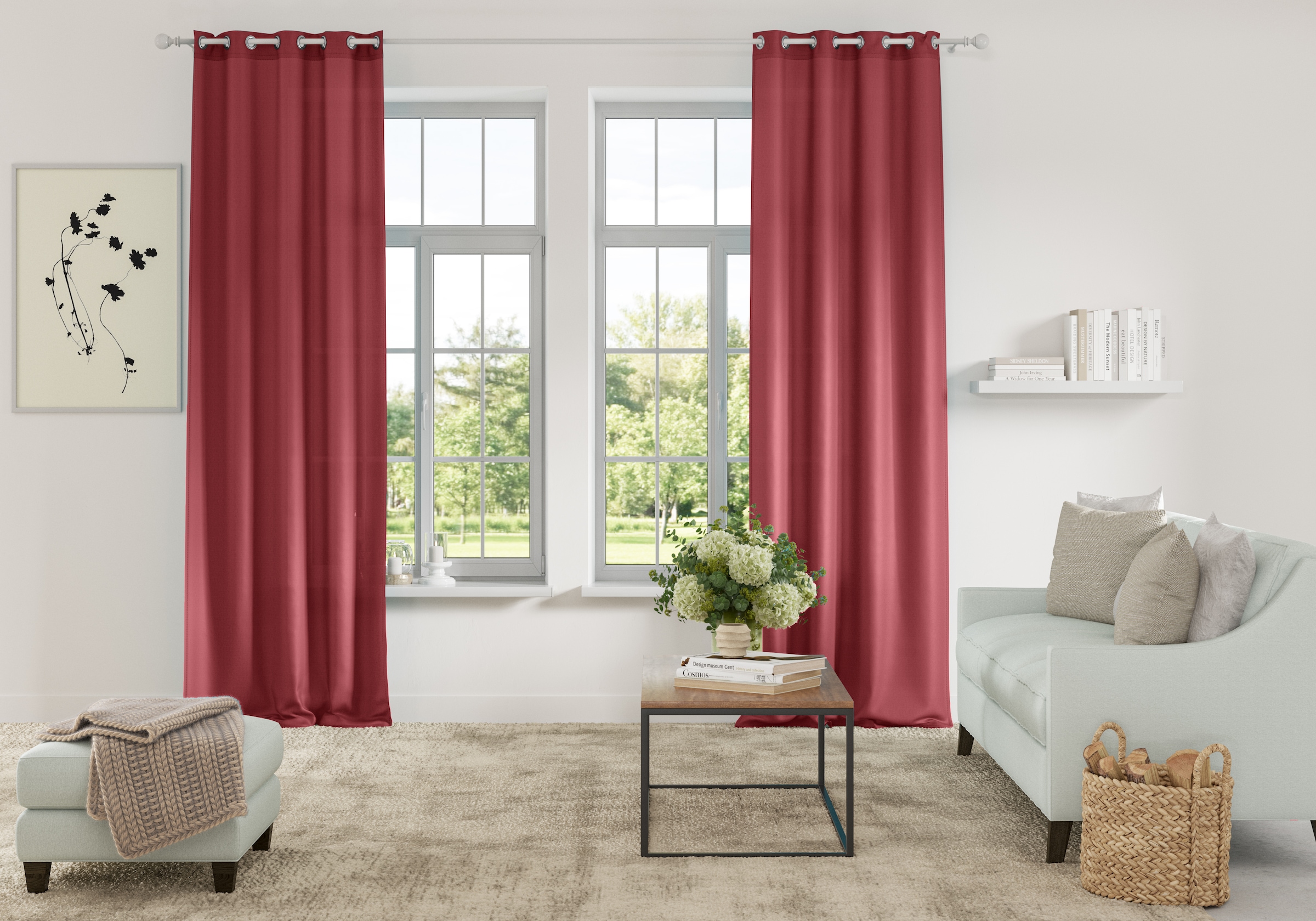 OTTO home Vorhang "Parry" Ösen 2 Stk. tlg. 2-er Set, blickdicht, monochrom, günstig online kaufen