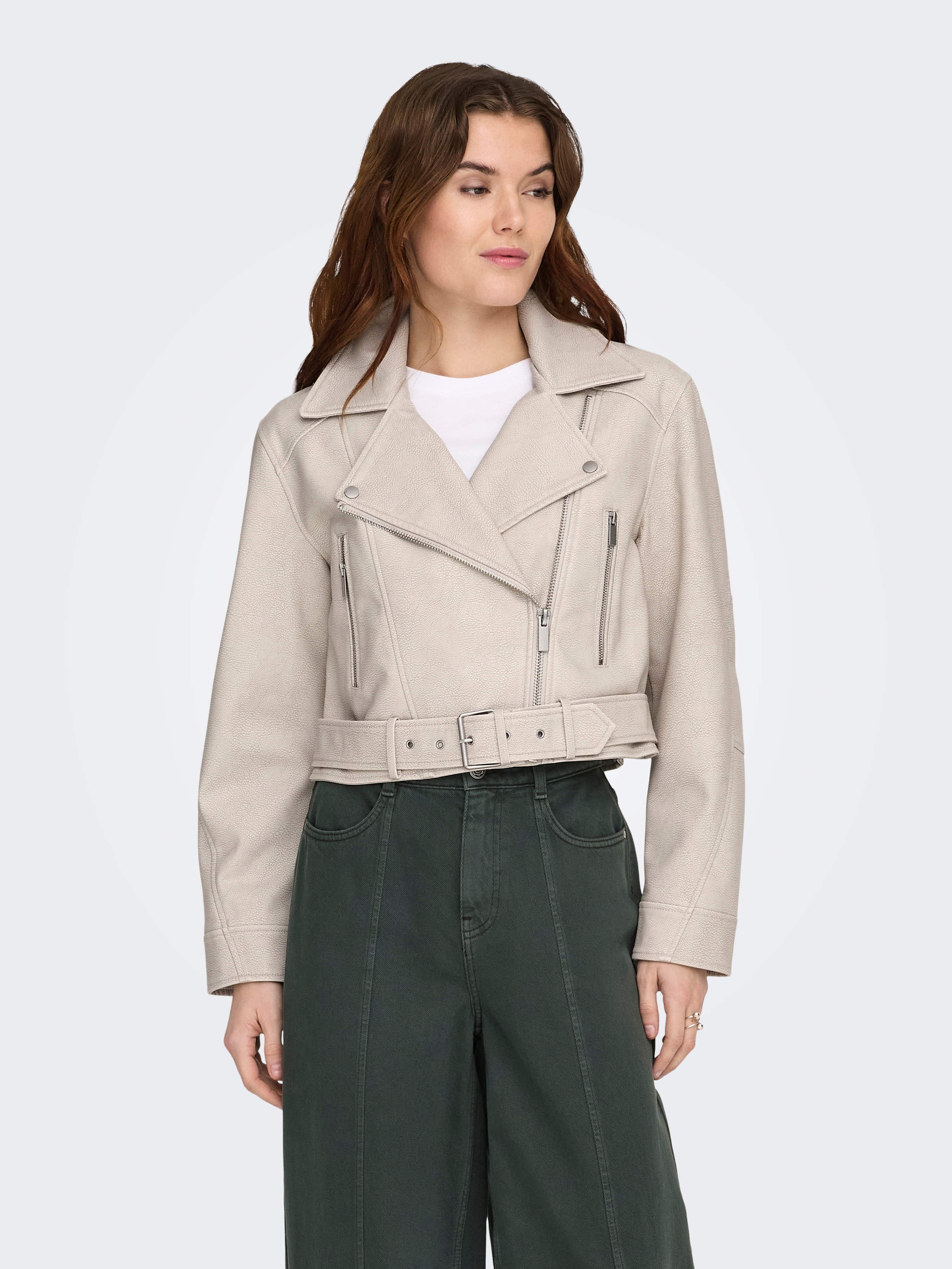 ONLY Lederimitatjacke "ONLPAULINE FAUX LEATHER JACKET CC OTW" mit Biker-Style Details