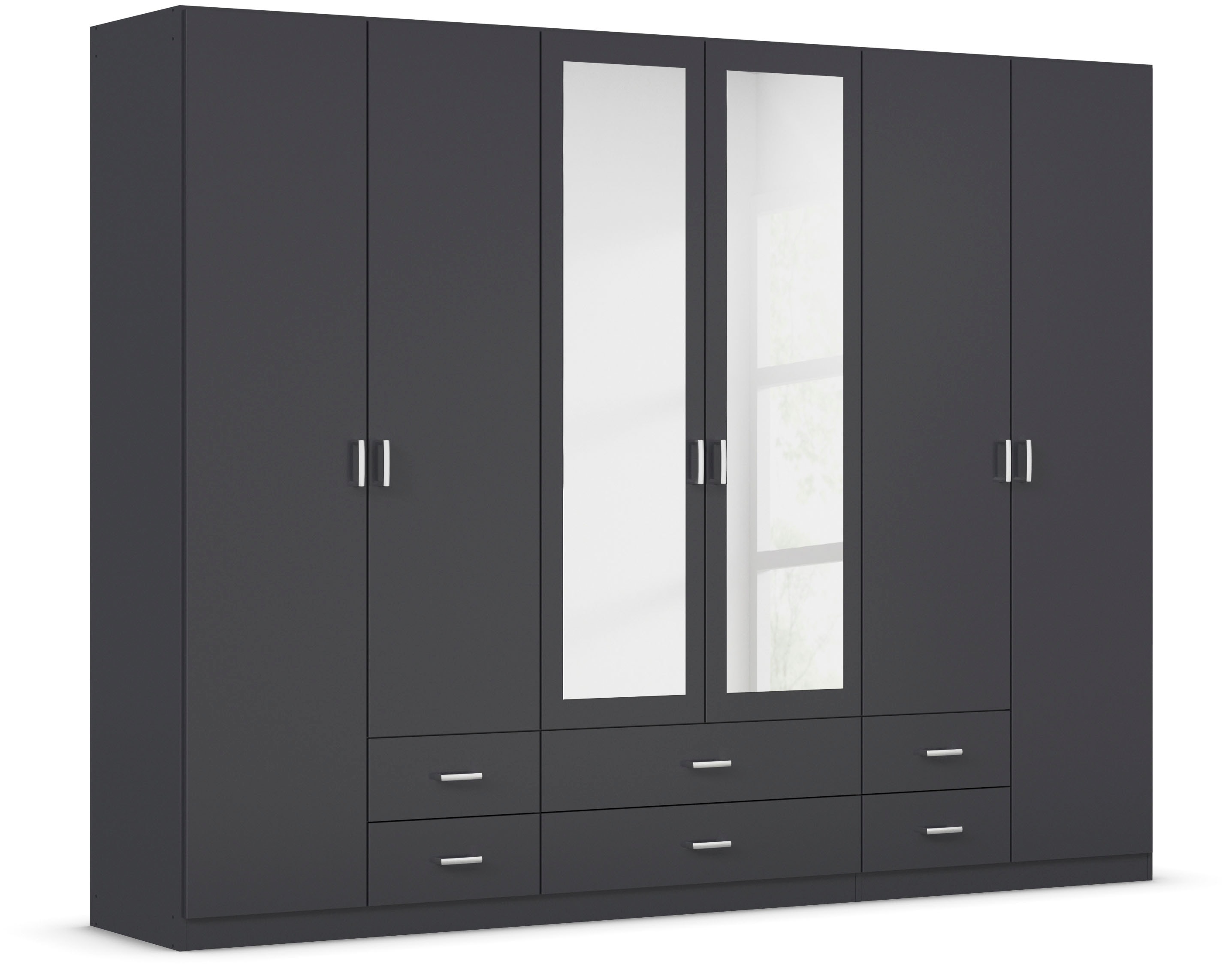 rauch Kleiderschrank "Schrank Garderobe Ankleide GAMMA Breiten 91/136/181/226/271/315/360 cm" in 3 Ausstattungen BASIC/CLASSIC/PREMIUM (inkl. SOFT-CLOSE-Funktion), verschiedene Griff-Varianten, mit Spiegel TOPSELLER MADE IN GERMANY