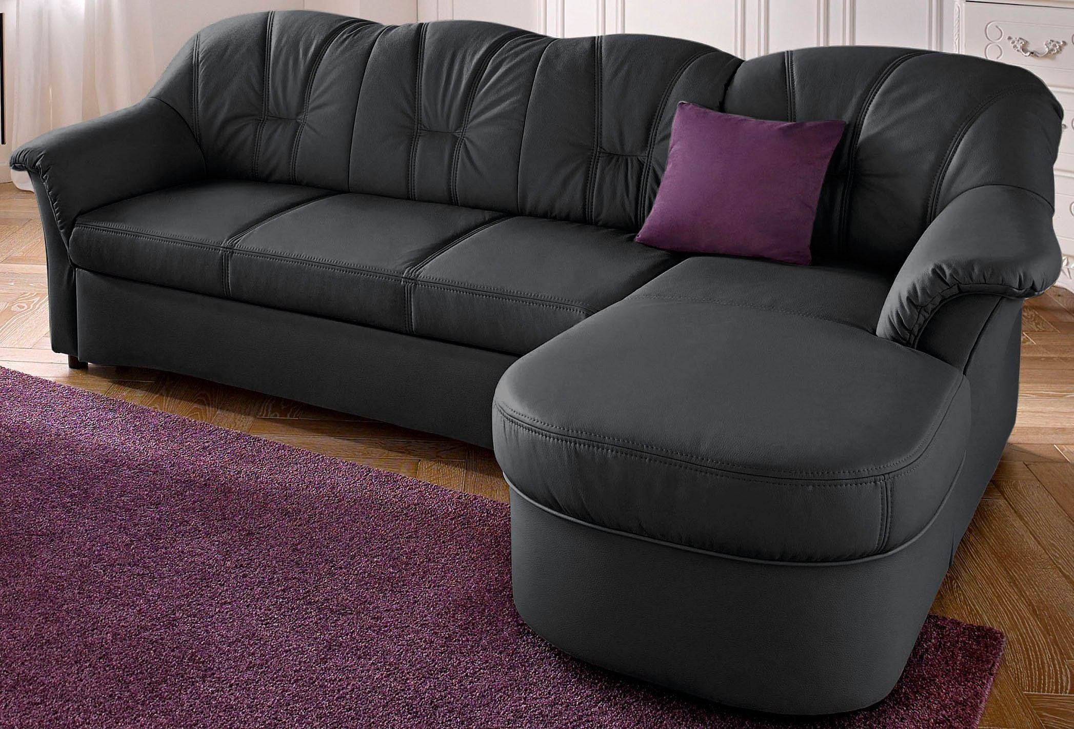 DOMO collection Ecksofa "FLORES Schlafsofa, 233x142x86 cm, L-Form" wahlweise mit Bettfunktion, wahlweise mit Federkern, auch in Leder